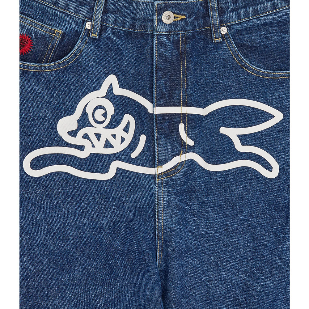 ICECREAM Pantaloncini Denim Shorts Running Dog Triple Scoop Mid Wash Blue 