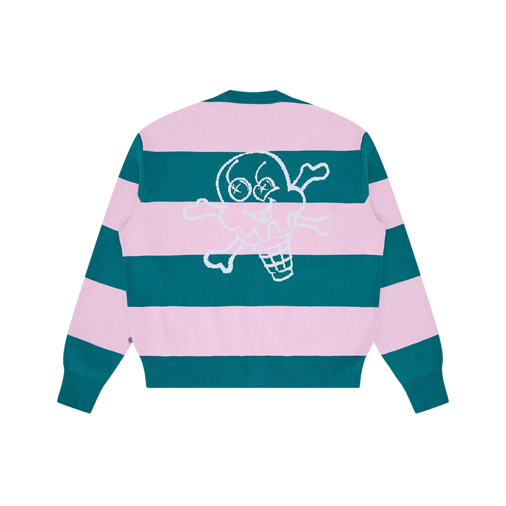 ICECREAM Cardigan Knitted Striped Cones & Bones