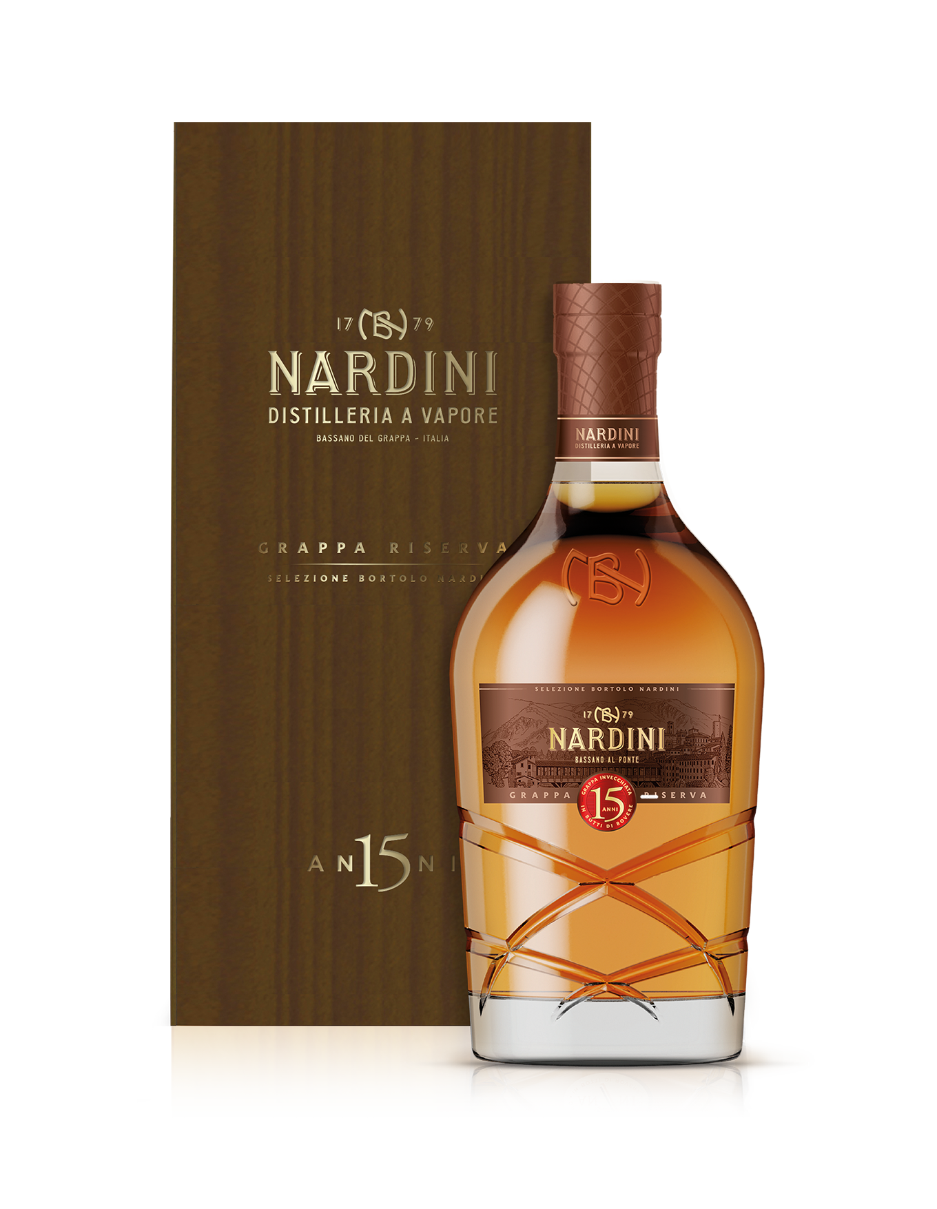 Grappa Riserva 15 anni in elegante confezione di legno box