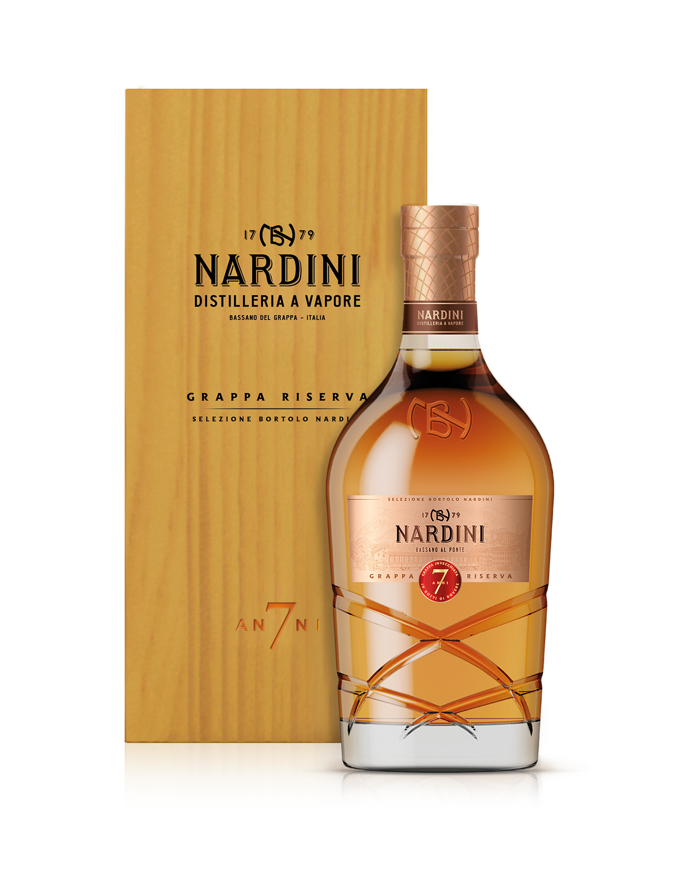 Grappa Riserva 7 anni in elegante confezione di legno box