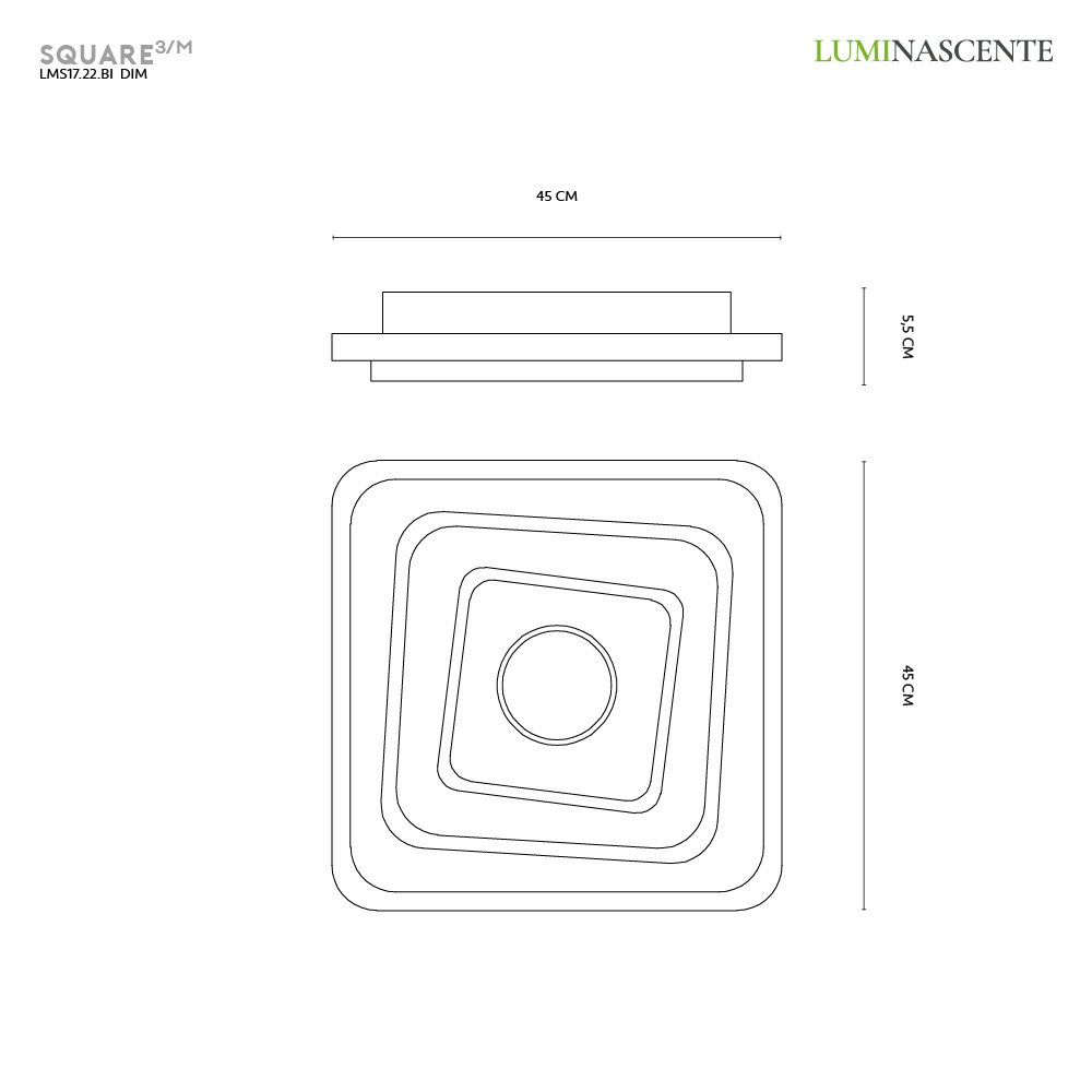 SQUARE 3/M PLAFONIERA SMART 42W 3000K-4000K-6000K