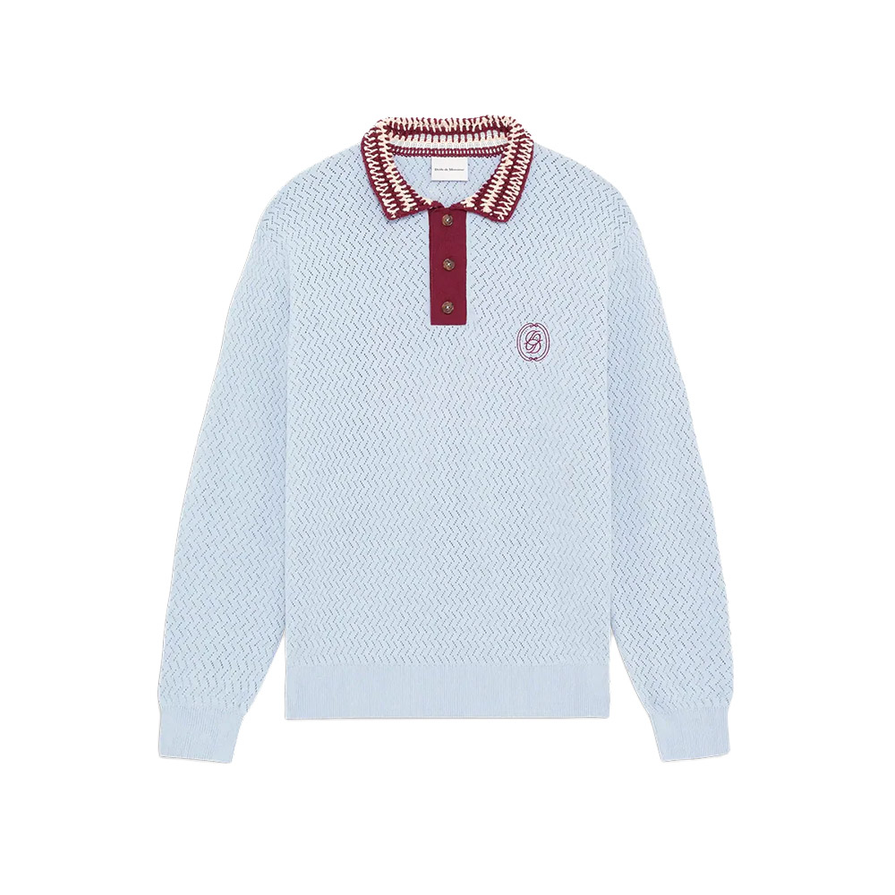 DRÔLE DE MONSIEUR Polo Knit Openwork D Mirror Blue 