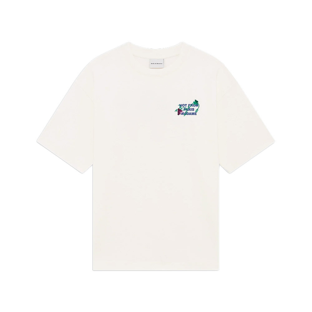 DRÔLE DE MONSIEUR Maglietta Maniche Corte Tee Slogan Vine Embroidered White 