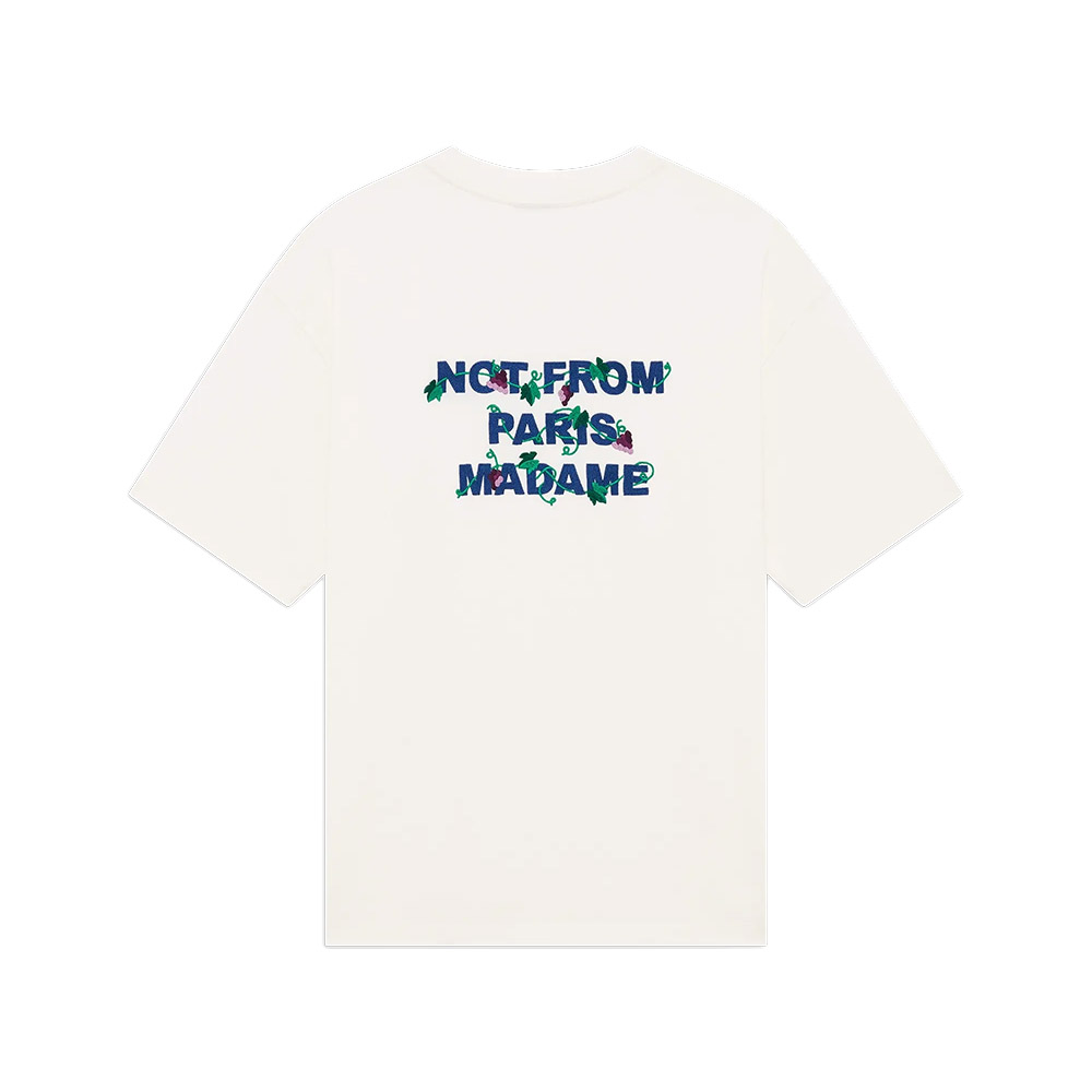 DRÔLE DE MONSIEUR Maglietta Maniche Corte Tee Slogan Vine Embroidered White 