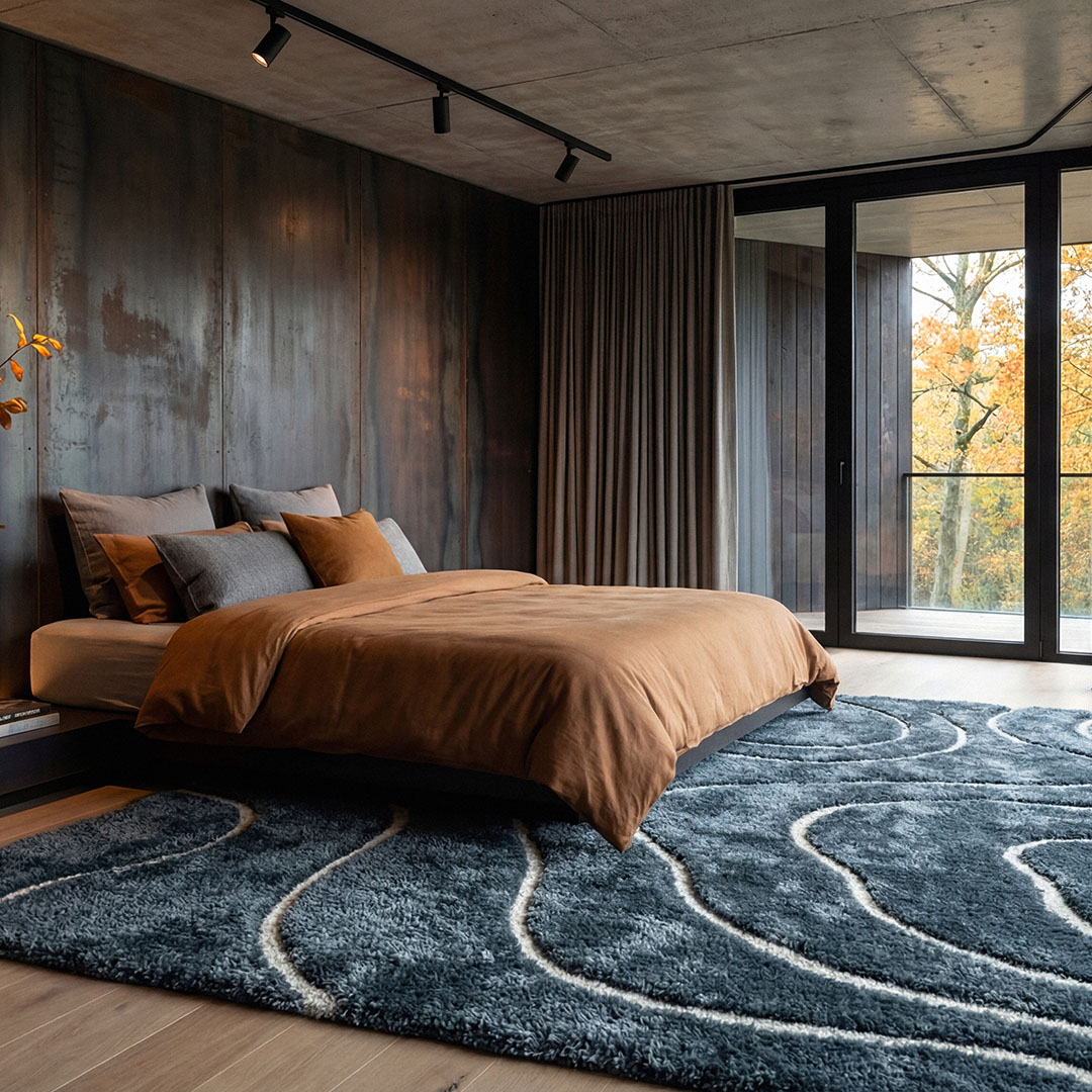Tappeto VENERE 3 BLU – Design ondulato per un’eleganza senza tempo