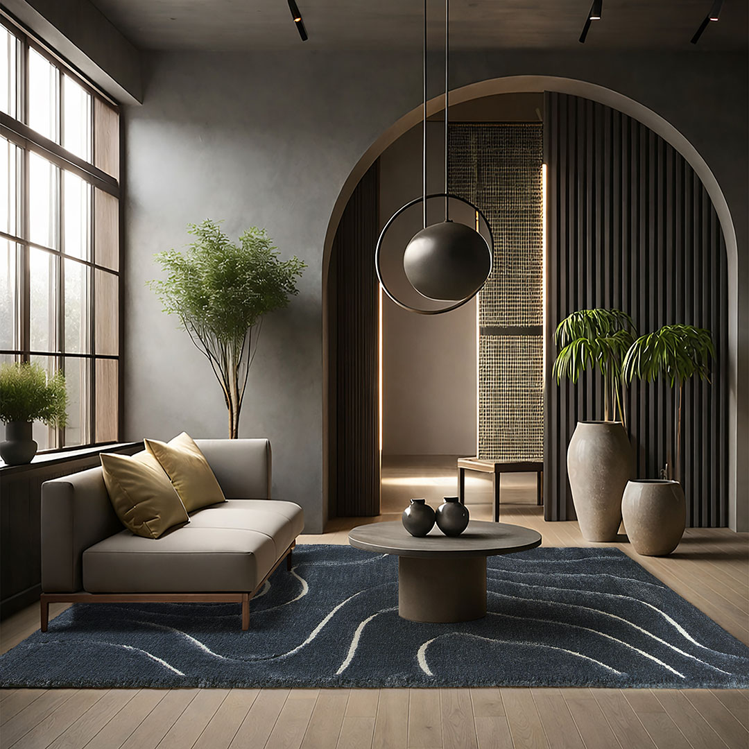 Tappeto VENERE 3 BLU – Design ondulato per un’eleganza senza tempo