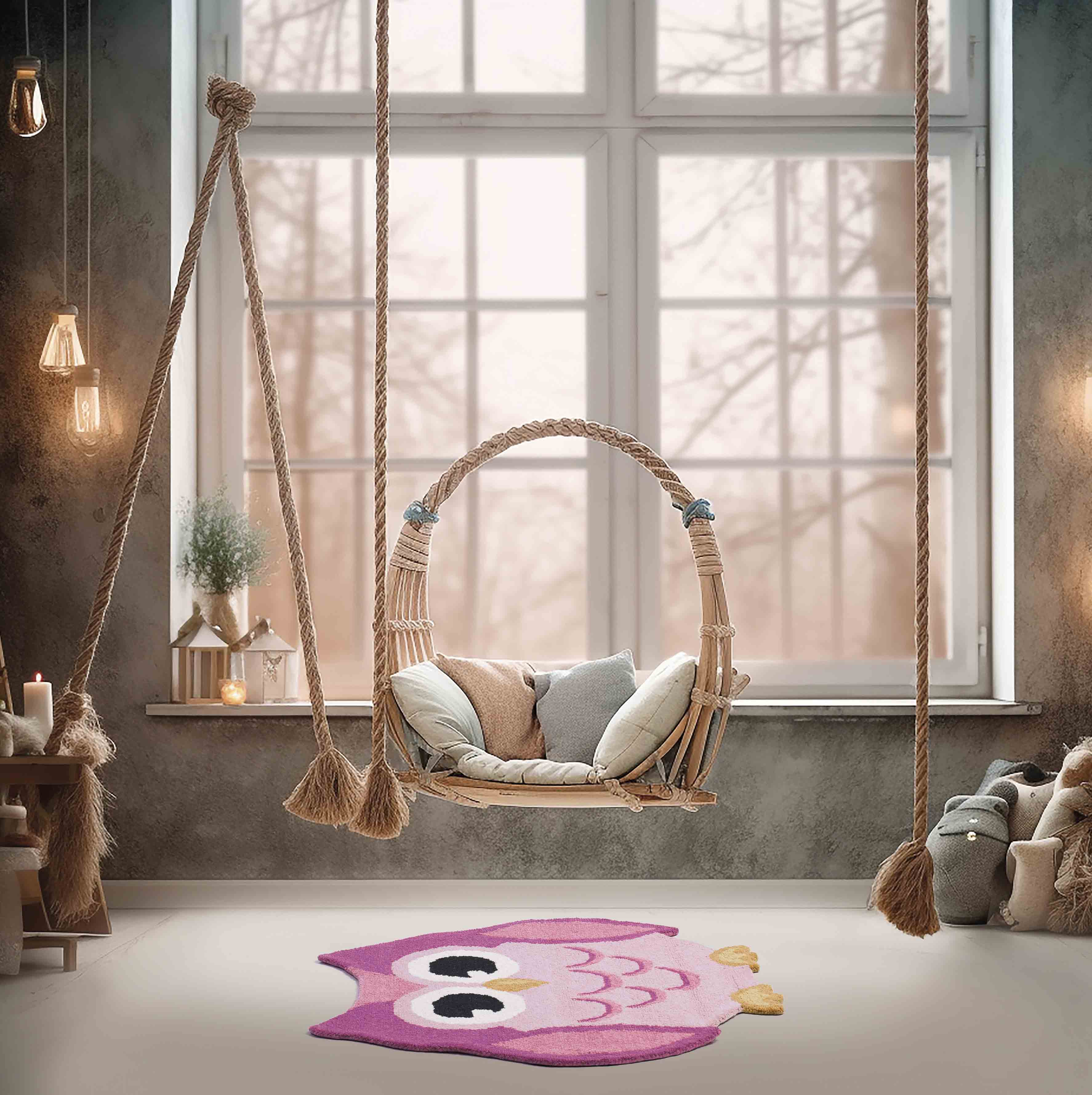 Teppich ANIMALS OWL PINK – Verspieltes Design für ein liebevolles Kinderzimmer