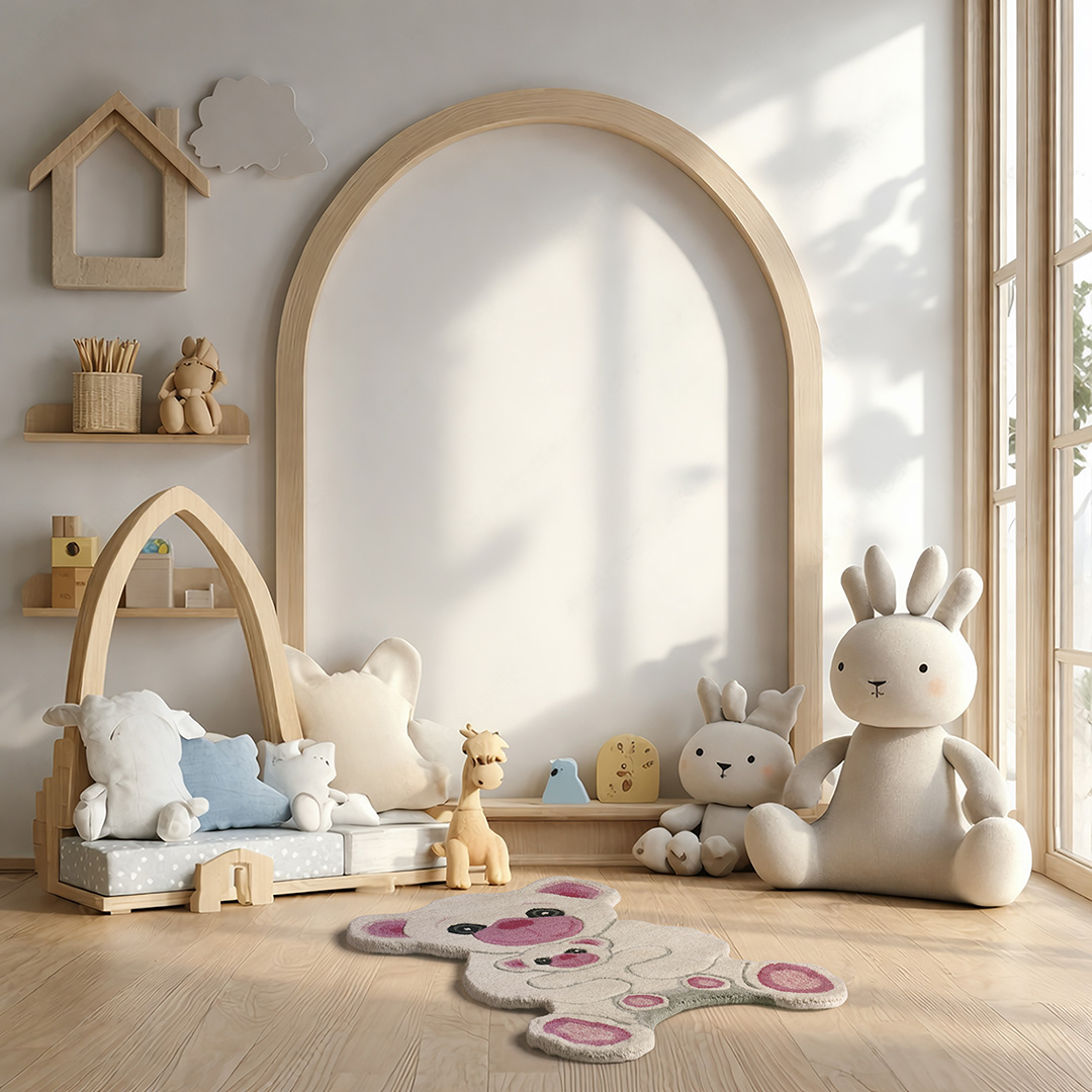Tappeto per Bambini ANIMALS POLAR BEAR IVORY/PINK – Tenerezza e Qualità per la Cameretta