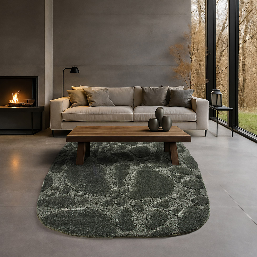 Tappeto VENERE STONE VERDE BOSCO – Eleganza organica per ambienti raffinati