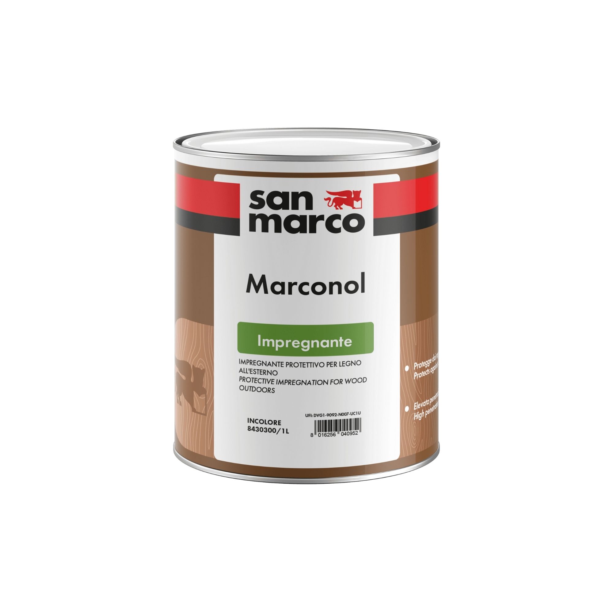 MARCONOL IMPREGNANTE Impregnante a solvente per legno; lo protegge dagli agenti atmosferici, dai raggi uv e dagli inquinanti. | San Marco