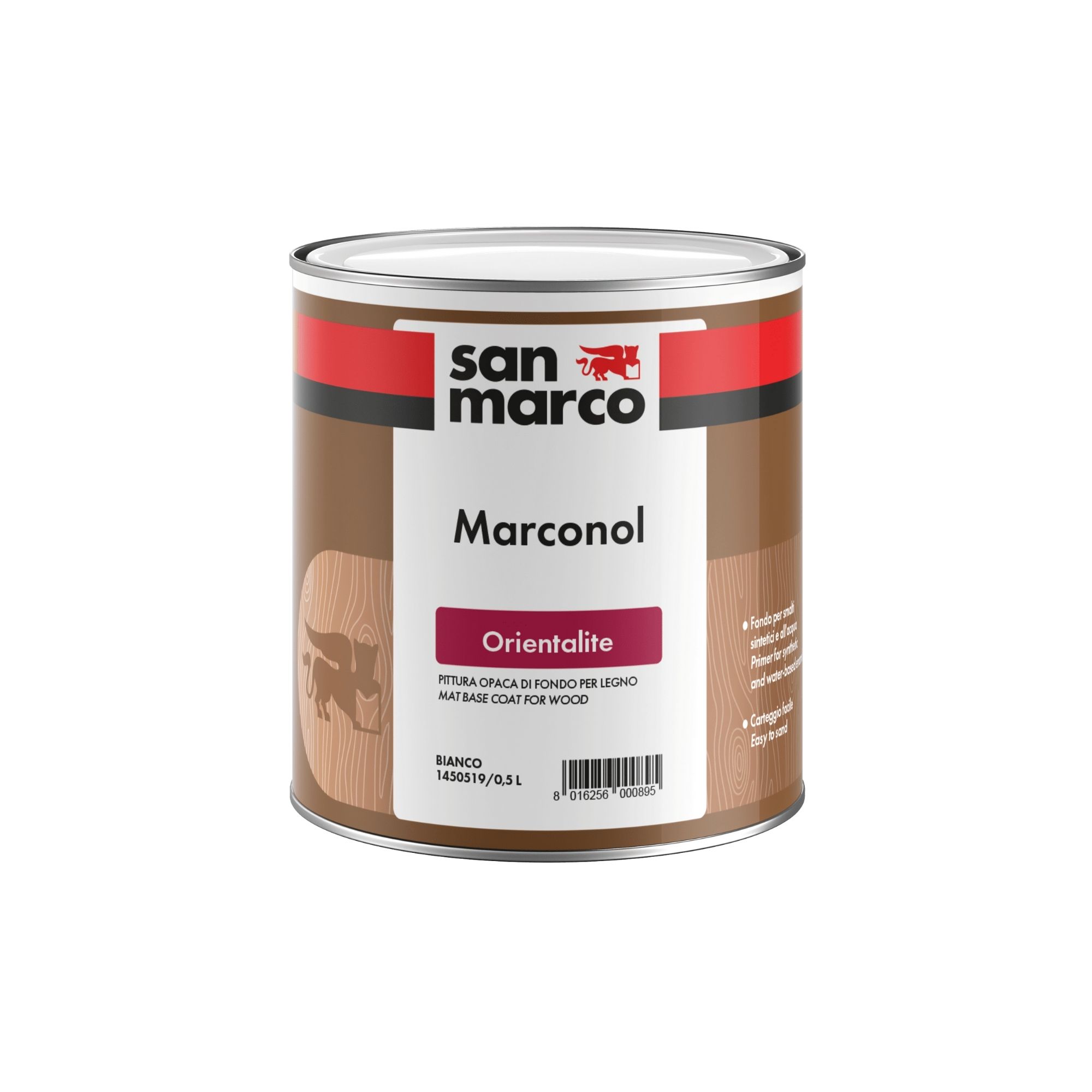 MARCONOL ORIENTALITE Pittura di fondo per legno a solvente, coprente e rapida essiccazione; fondo da applicare prima dello smalto. | San Marco