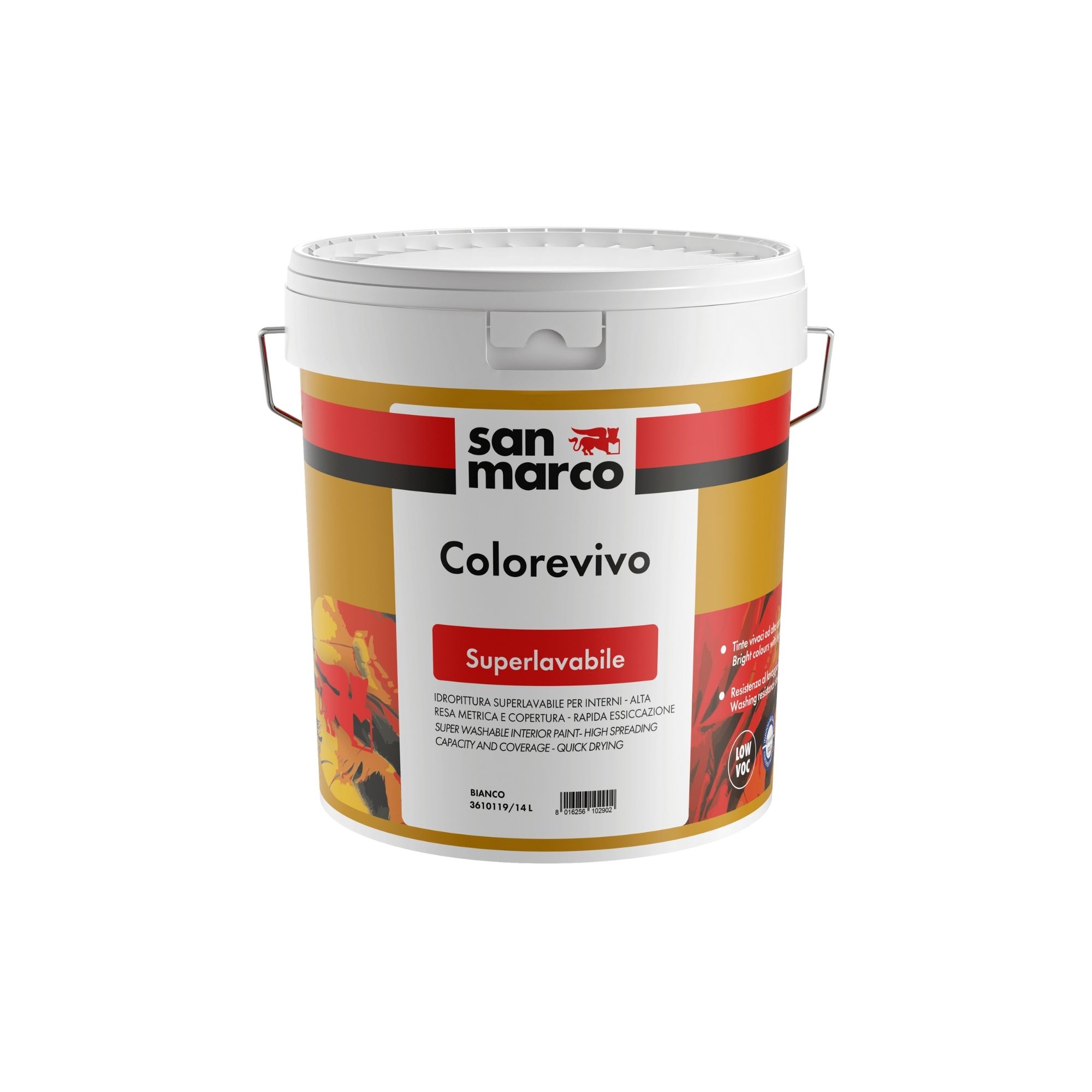 COLOREVIVO Pittura superlavabile; copre perfettamente pareti già colorate anche con tinte di colore intenso. | San Marco