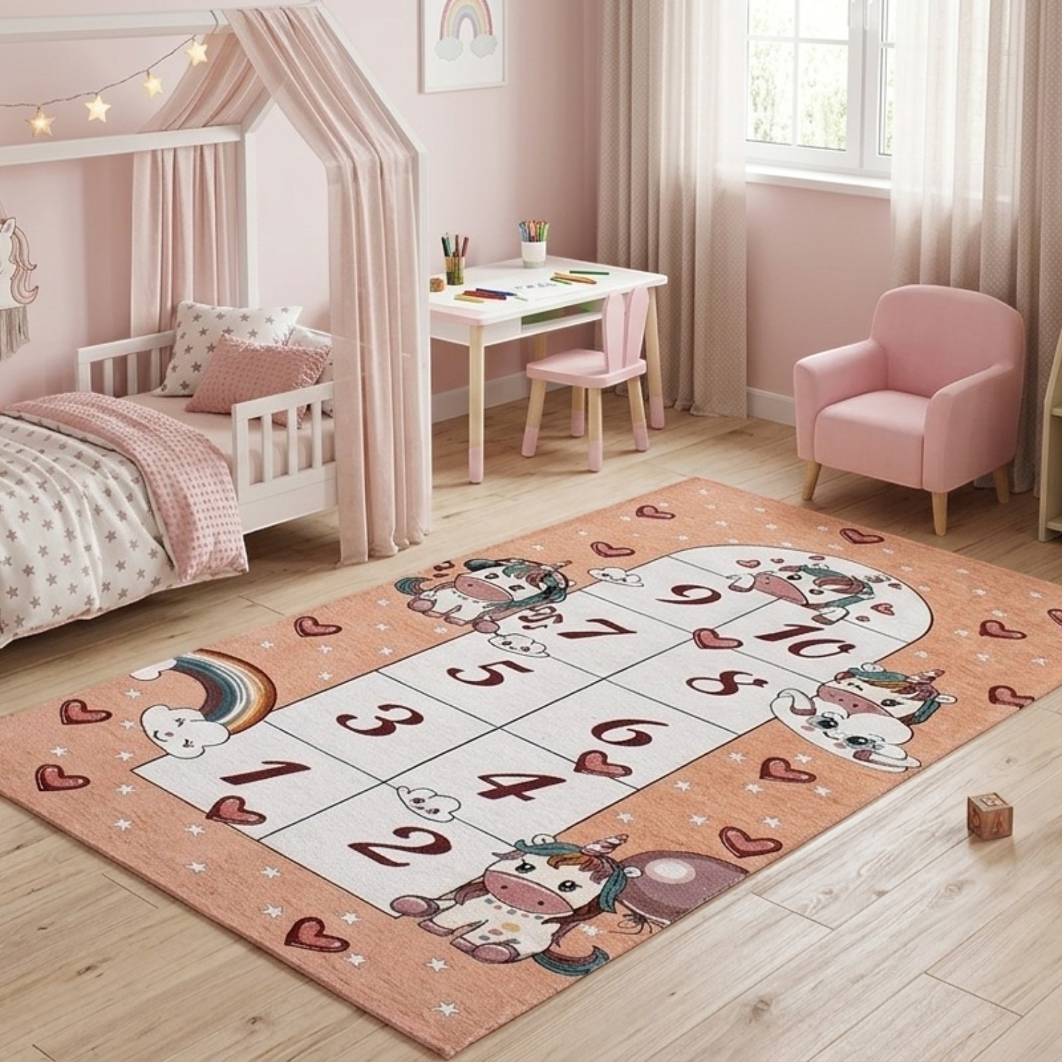 Tappeto Cameretta con Antiscivolo - Unicorni