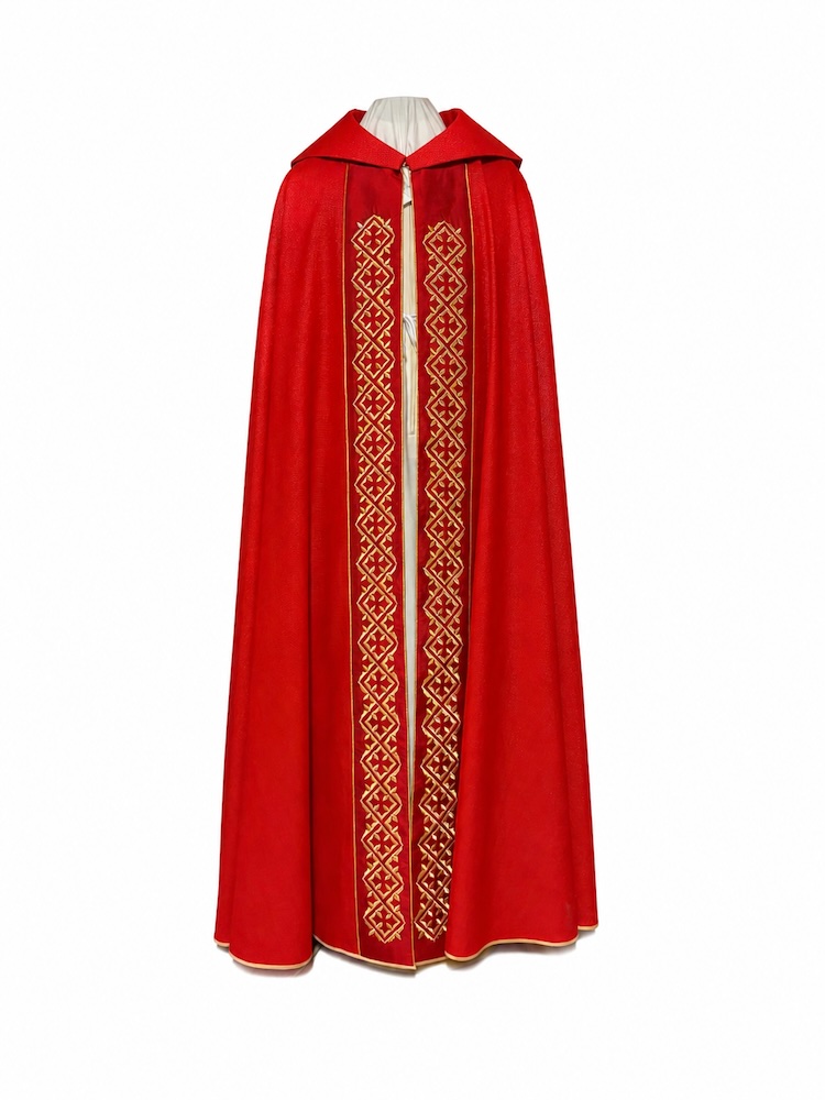 Piviale Croce Cripta P119 Rosso lana lamè