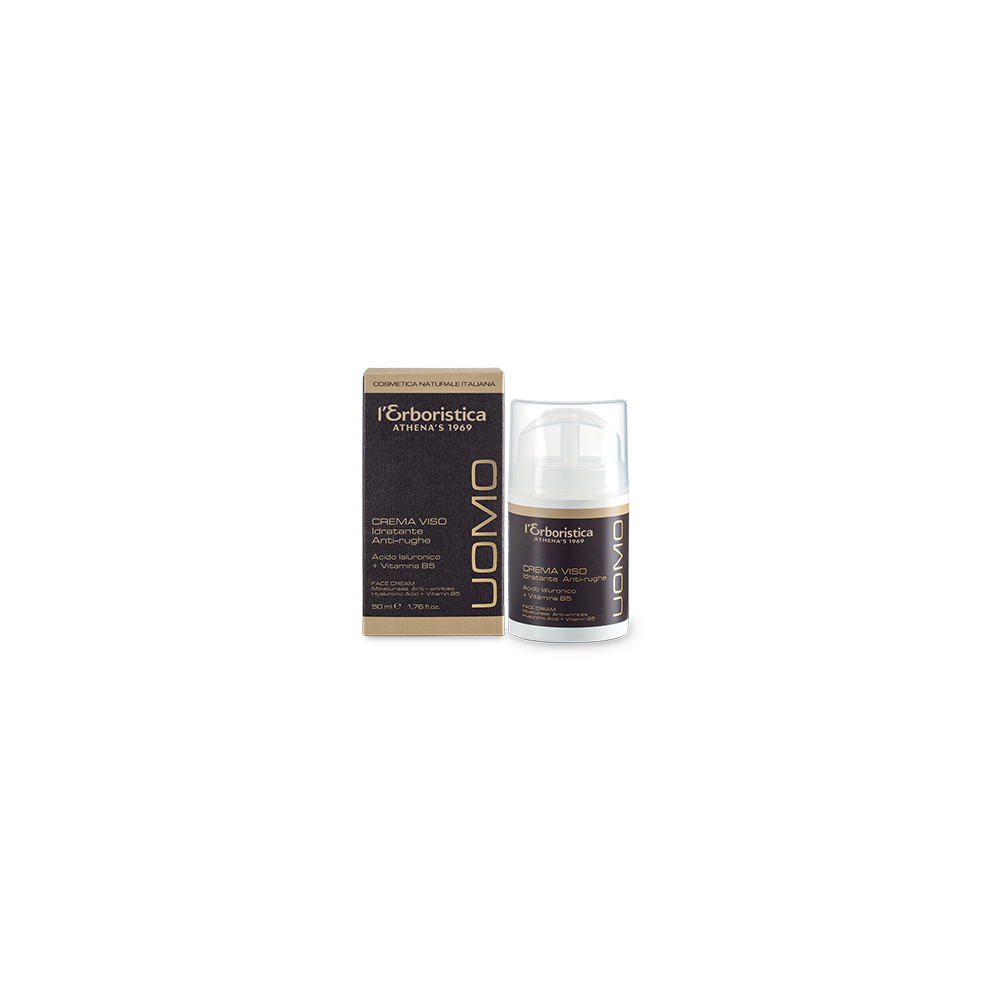 Crema Viso Uomo Idratante Anti-rughe Acido Ialuronico + Vitamina B5 50 ml