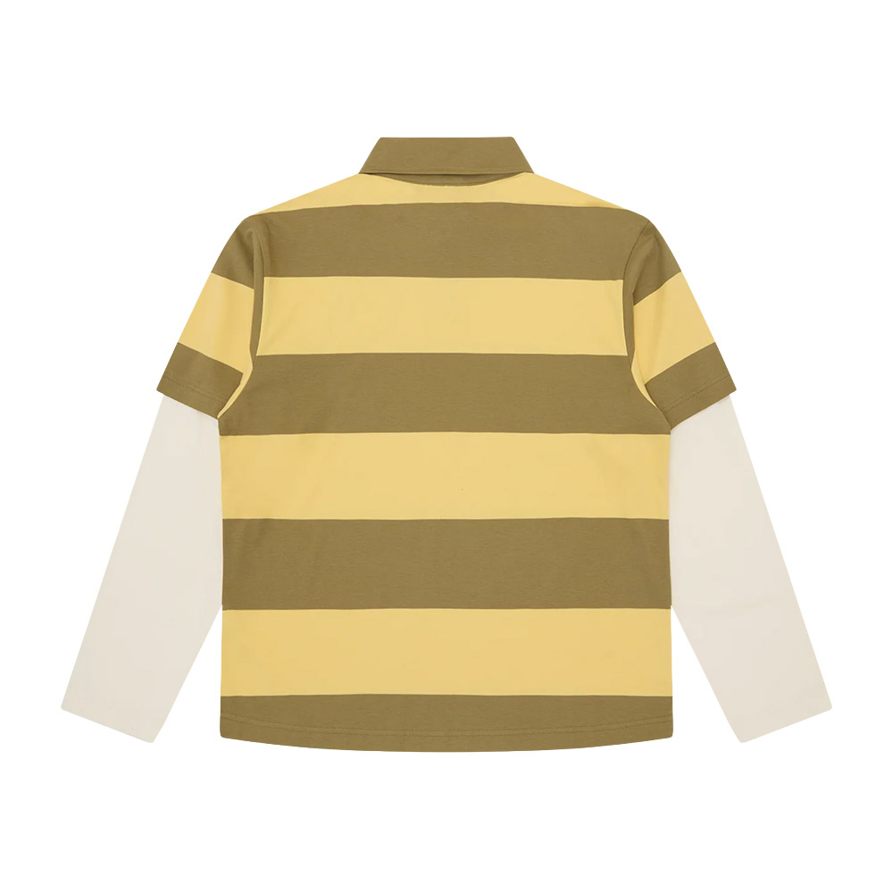 BILLIONAIRE BOYS CLUB Polo Rugby Shirt Applique Astro Layered Stripe LS Green Yellow