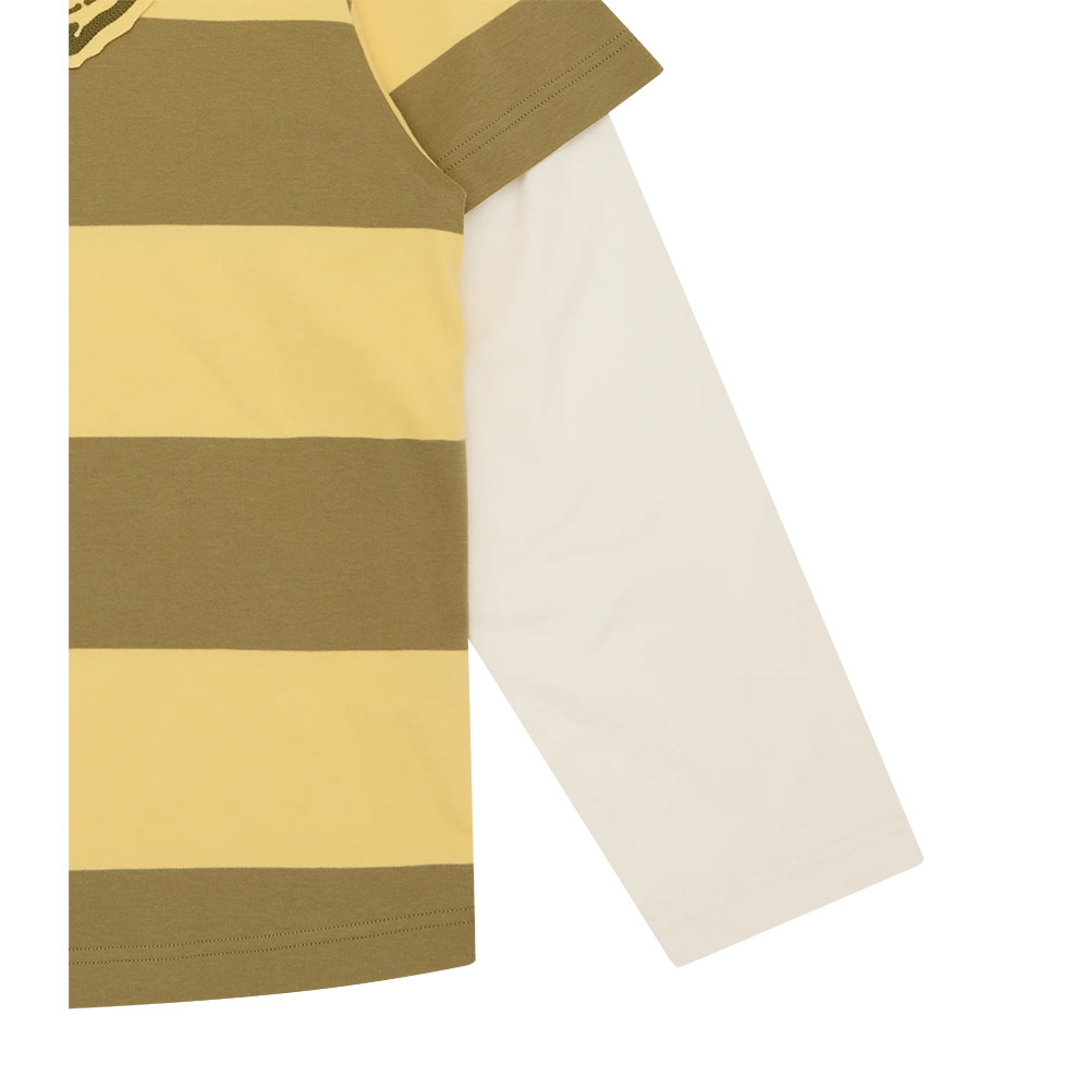 BILLIONAIRE BOYS CLUB Polo Rugby Shirt Applique Astro Layered Stripe LS Green Yellow