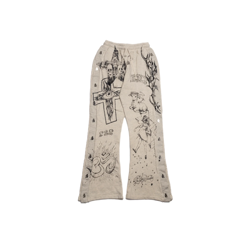 HELLSTAR Pantalone Sweatpants Graffiti Mirror Face Grey
