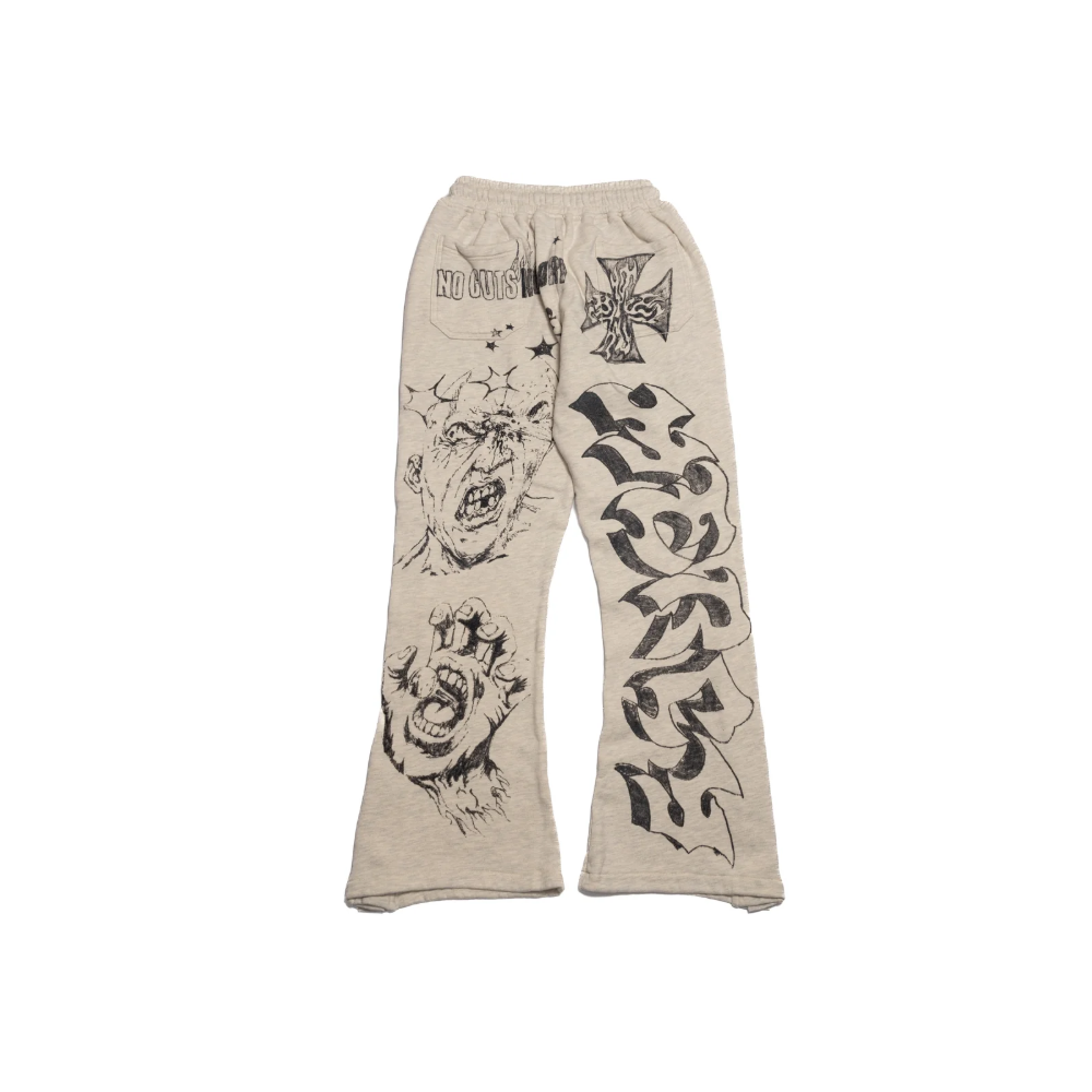 HELLSTAR Pantalone Sweatpants Graffiti Mirror Face Grey
