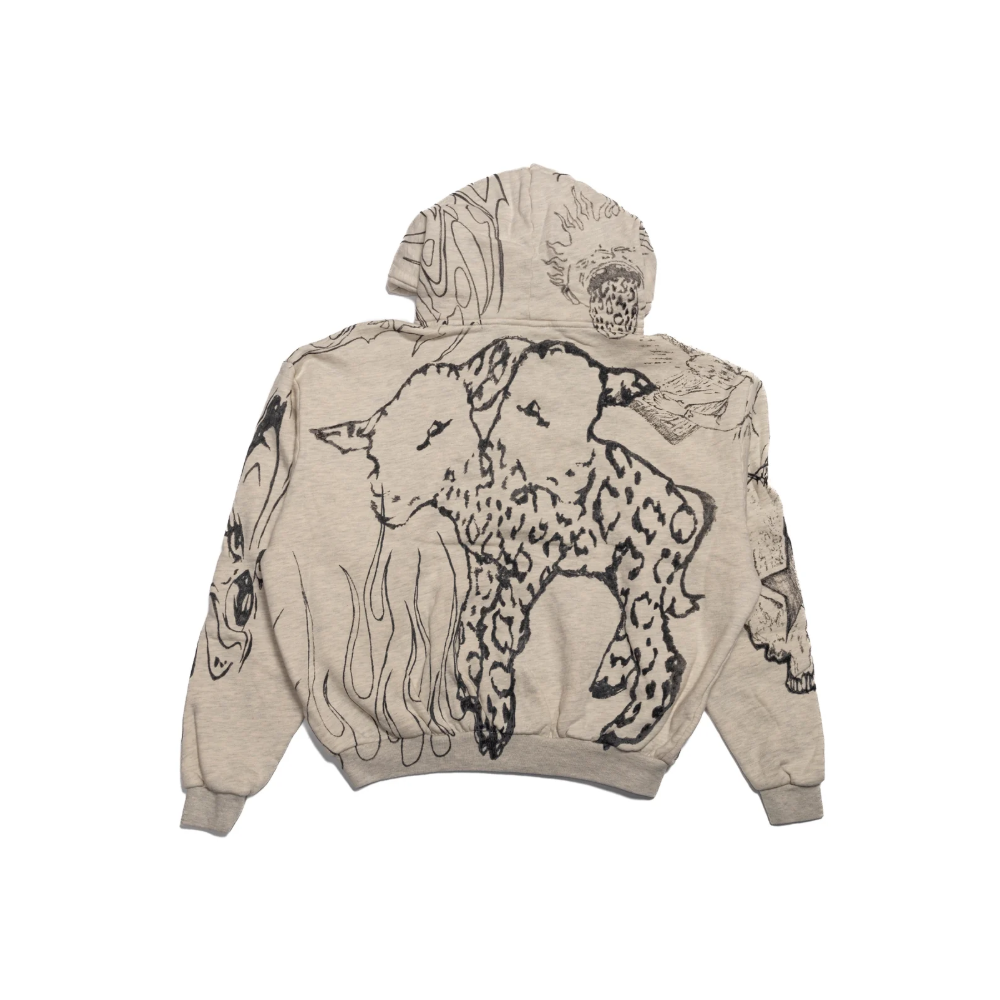 HELLSTAR Felpa Hoodie Zip Up Graffiti Grey 