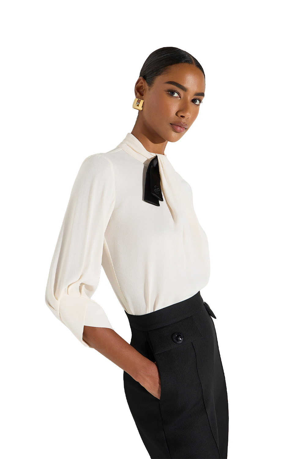 Blusa in Georgette con Cravattino