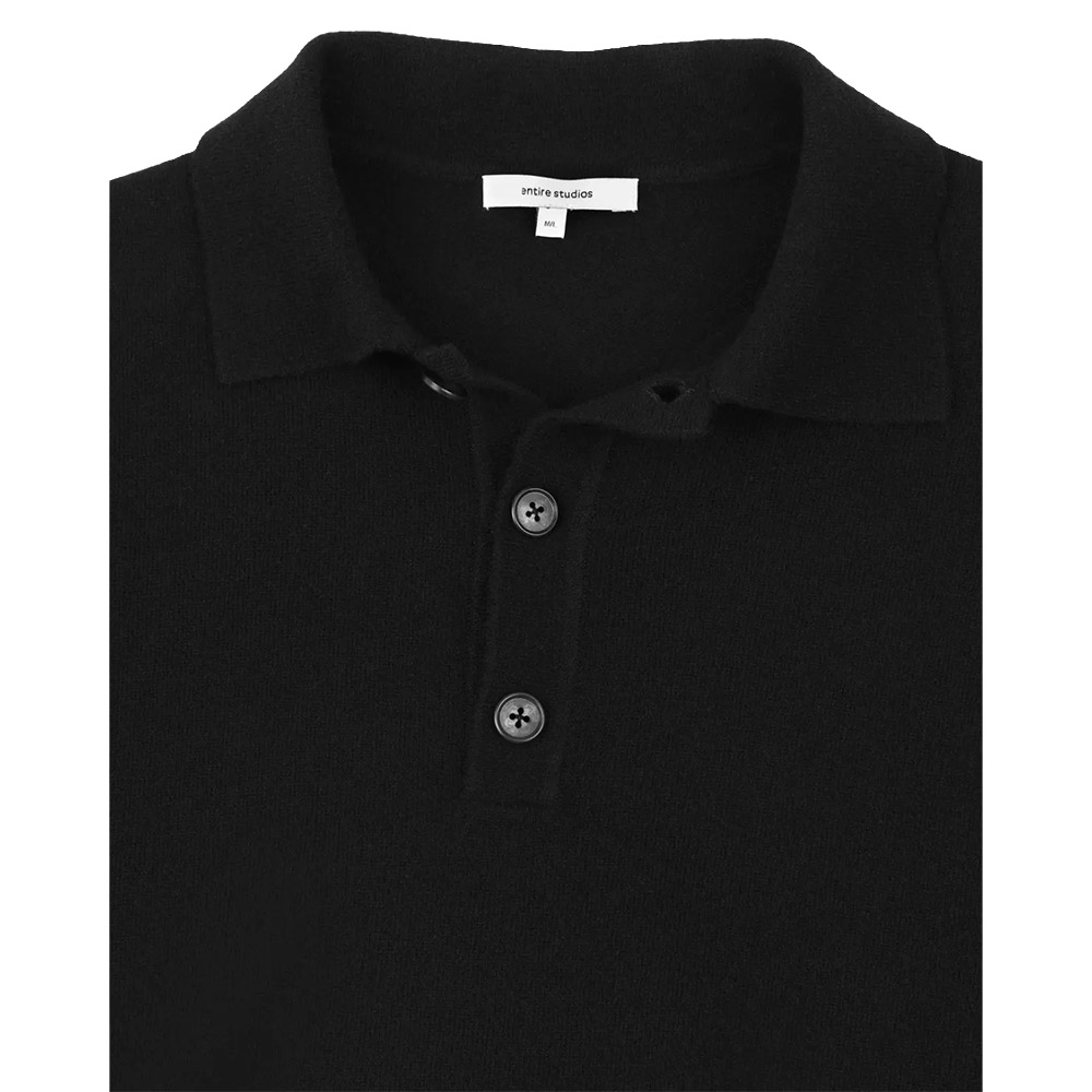 ENTIRE STUDIOS Polo Knit Short Sleeve Cashmere Black 