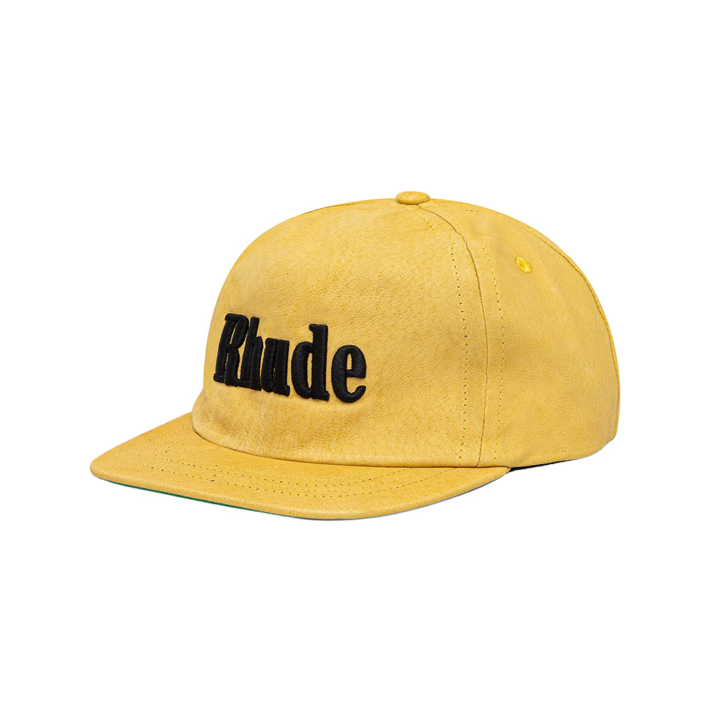 RHUDE Cappello Hat Logo Leather Yellow 