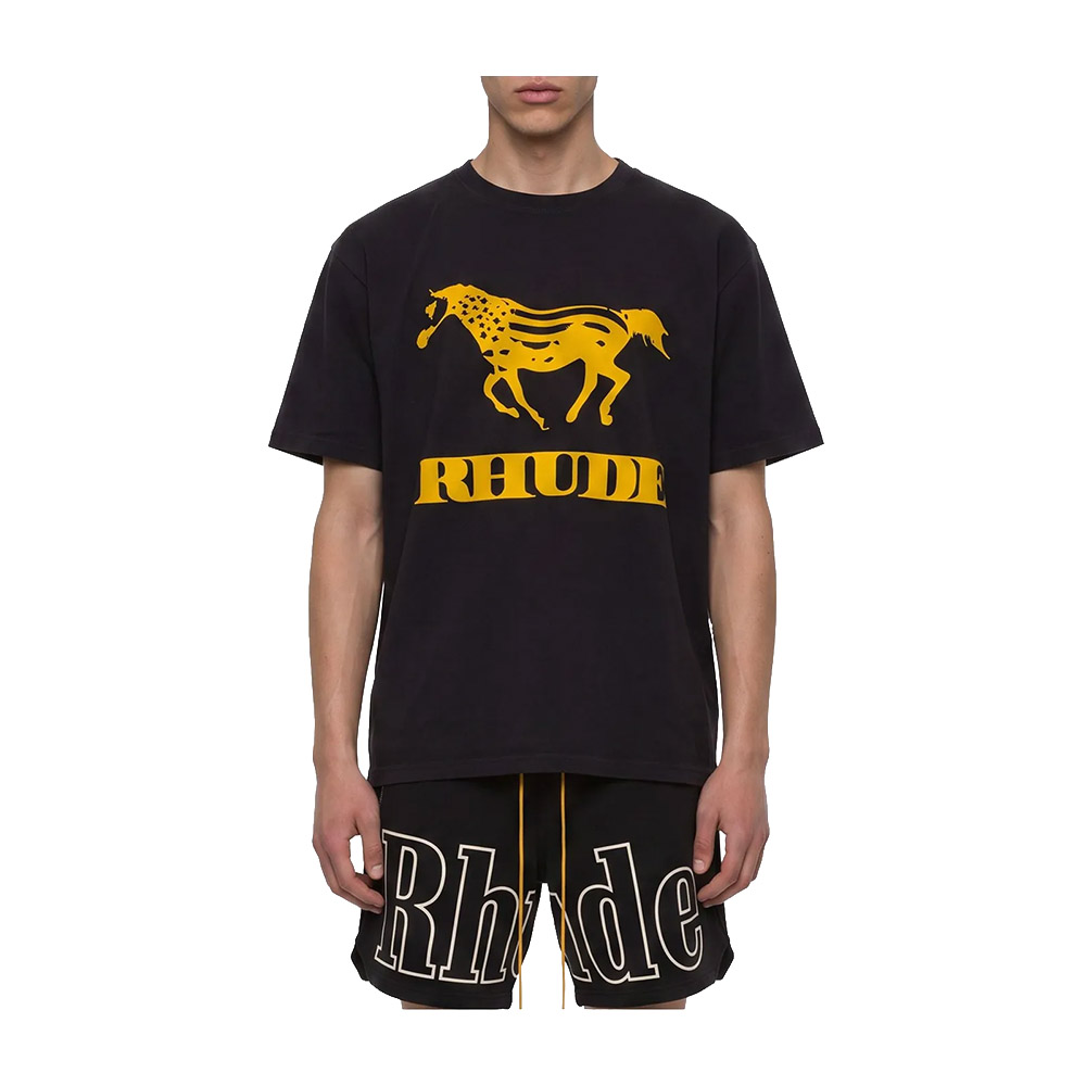 RHUDE Maglietta Maniche Corte Tee Dinero Vintage Black Yellow 