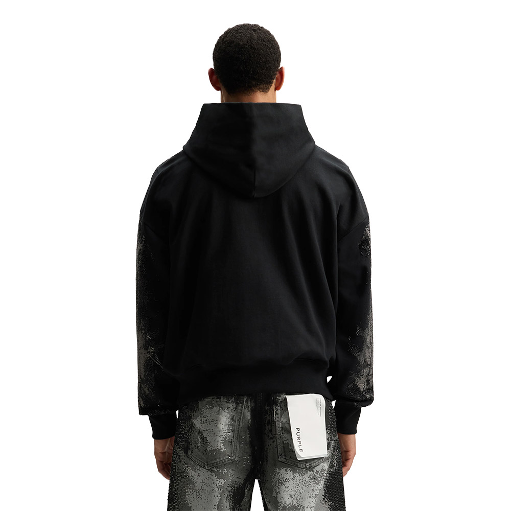 PURPLE Felpa Cappuccio Hoodie Worn Crystals 