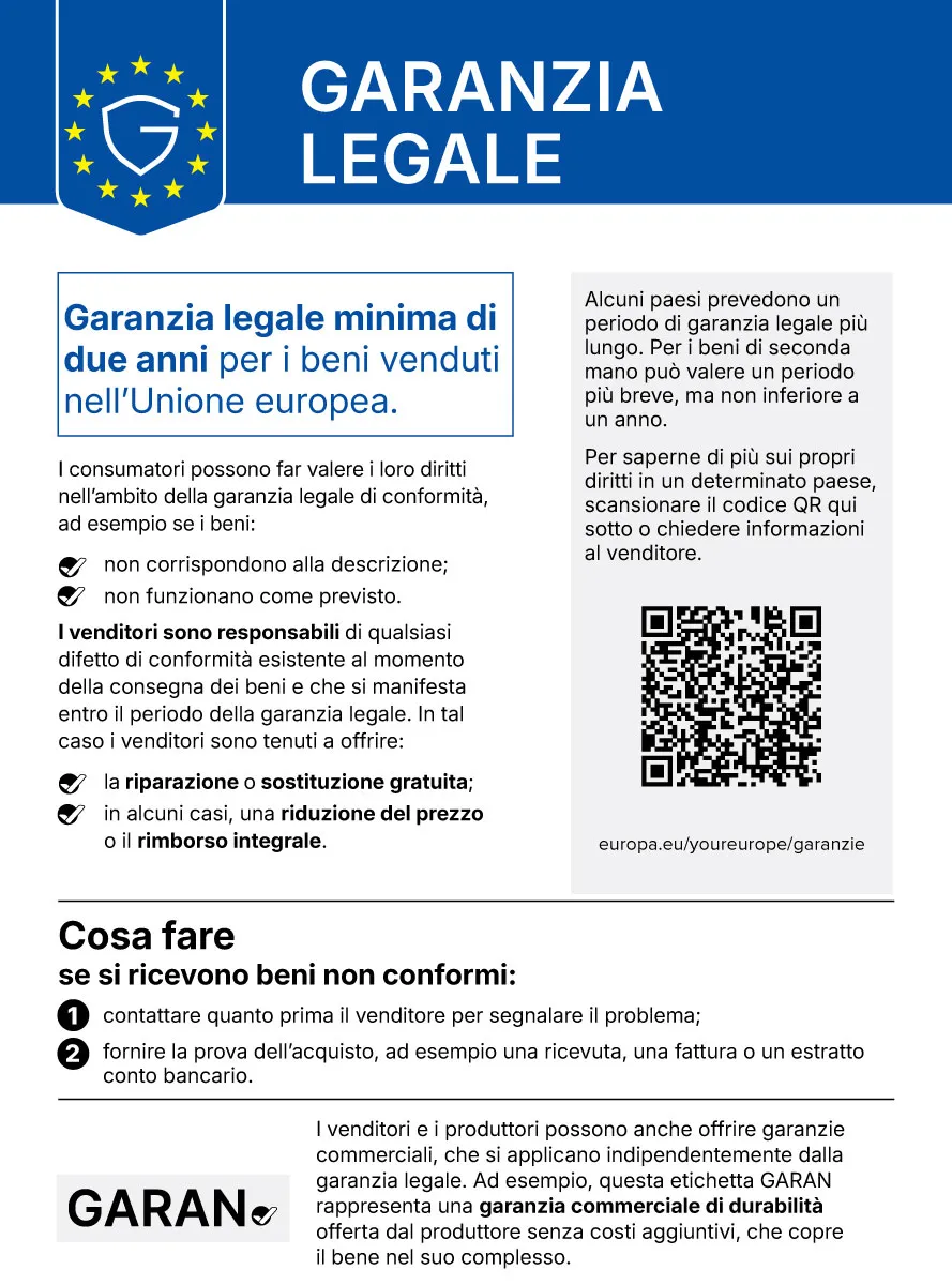 Avviso europeo Garanzia Legale di Conformità