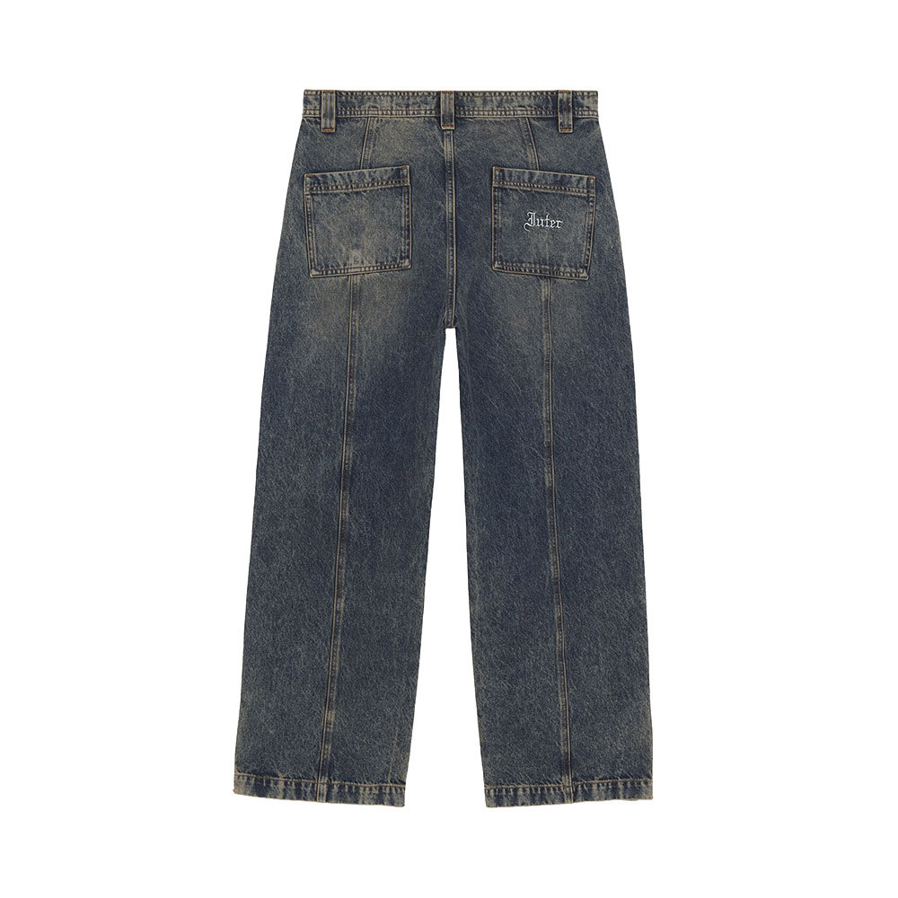 IUTER Pantalone Denim Pants Grid Zipped 