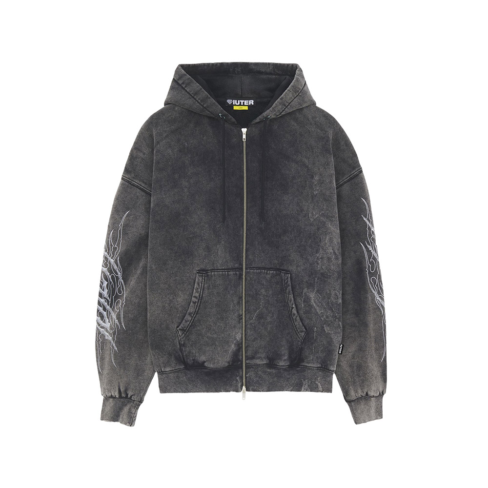 IUTER Felpa Cappuccio Zip Hoodei Tribal Marble Black 
