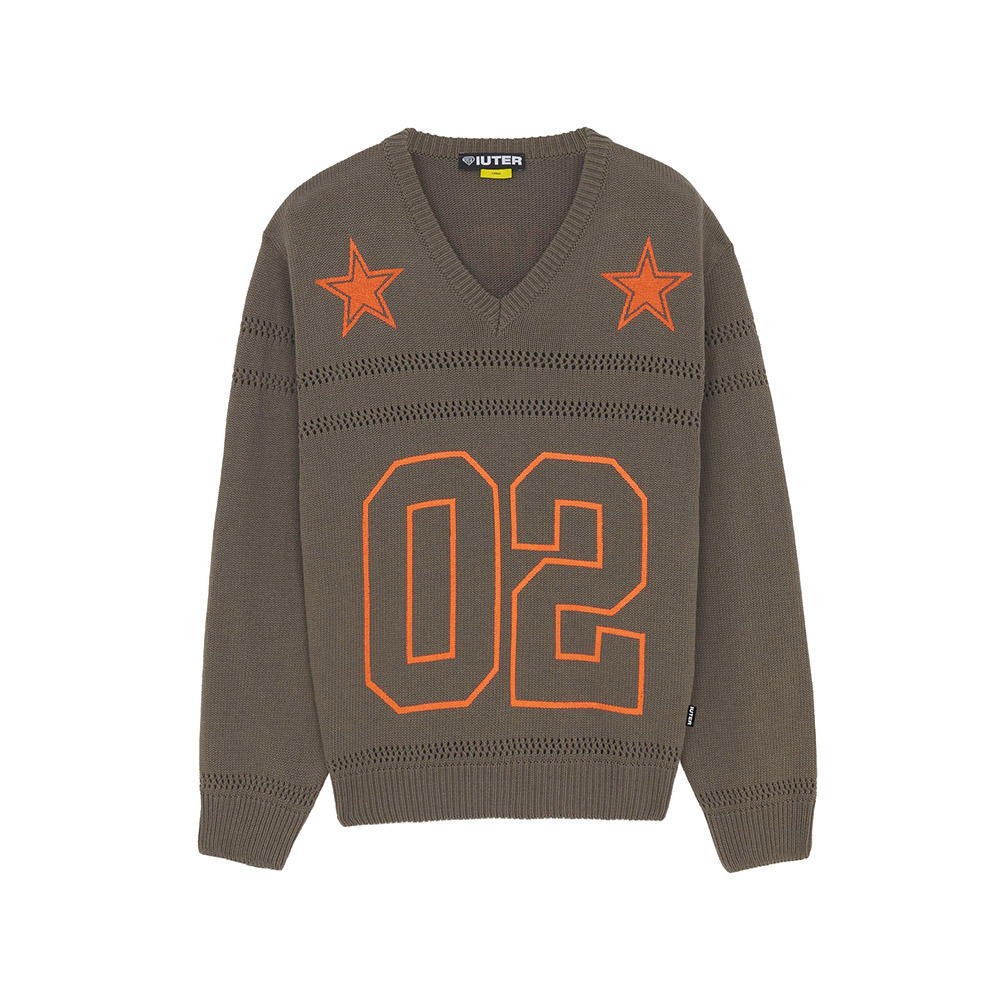 IUTER Maglione Sweater Stars Football Brown