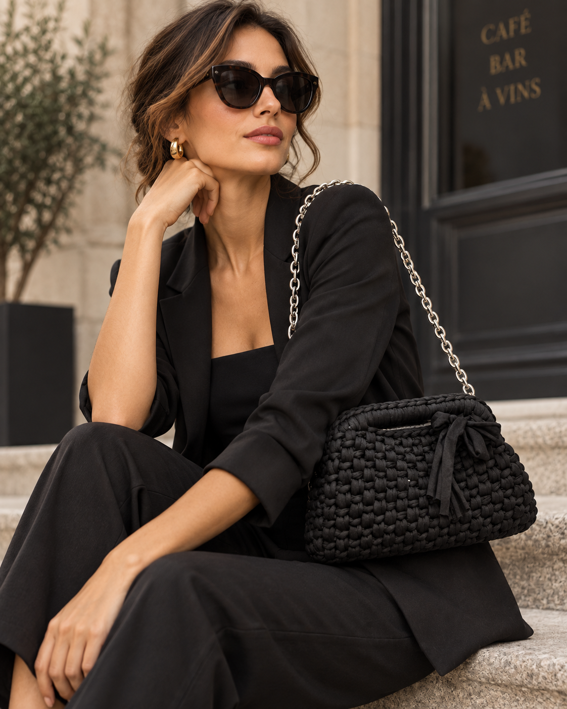 Clutch all’Uncinetto in Lycra Nera