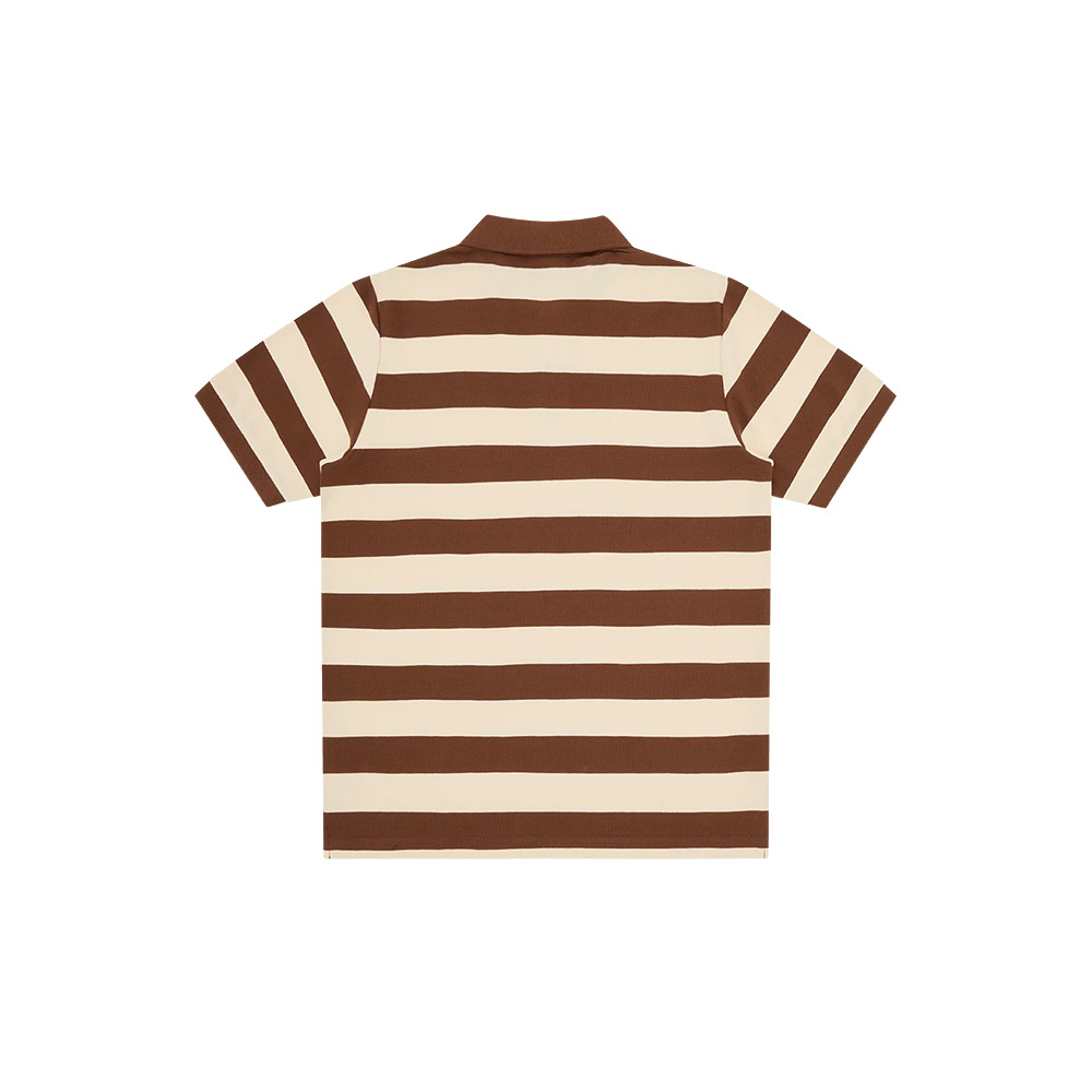 ICECREAM Polo Shirt Striped Running Dog Brown Ecru Striped