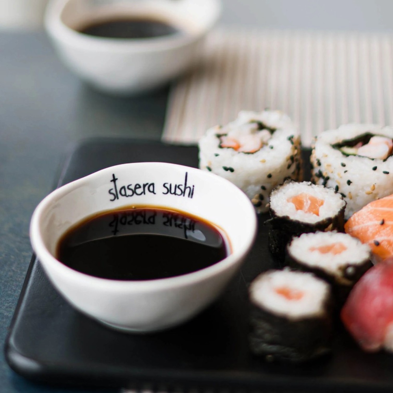 Set 4 Coppette in gres decoro Stasera Sushi