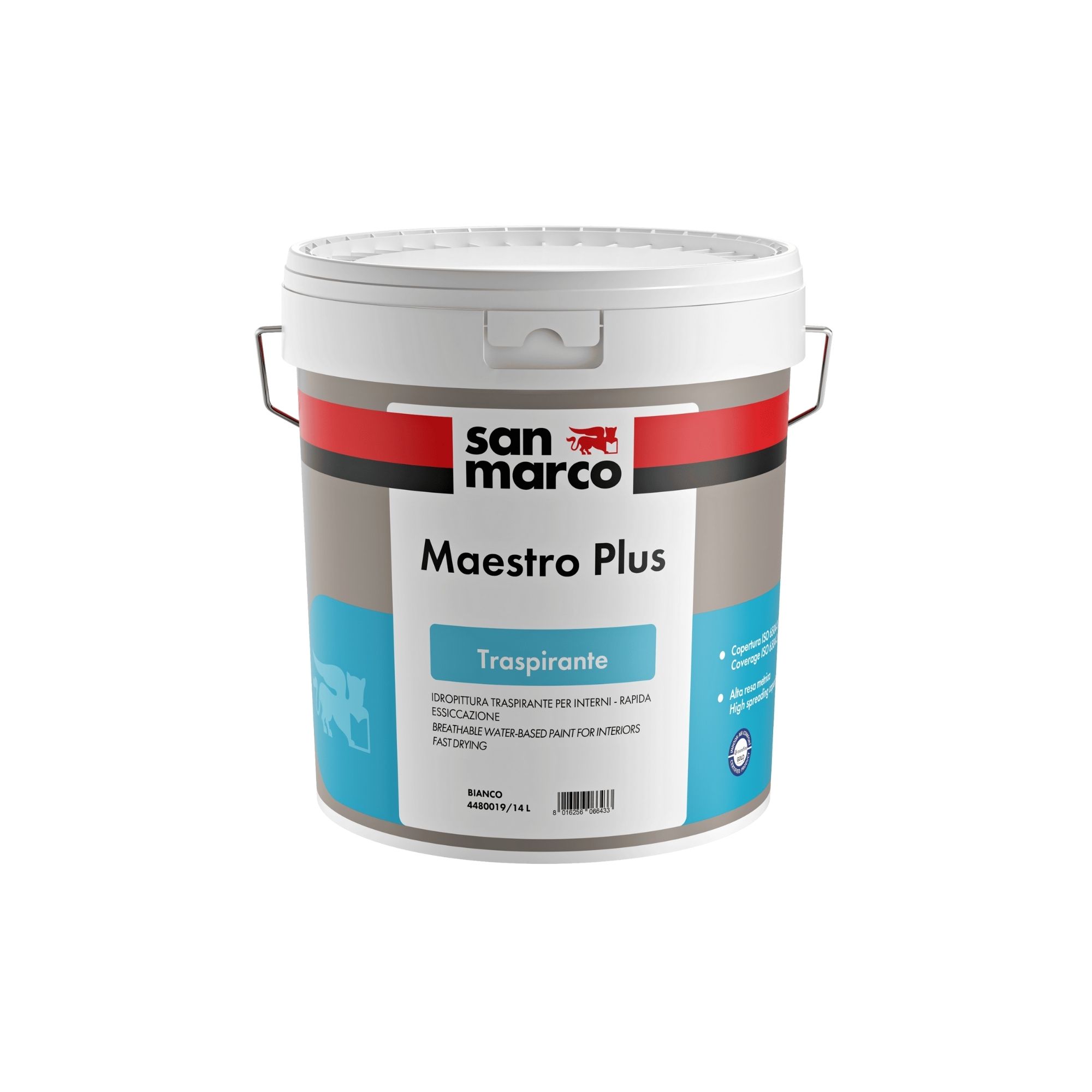 MAESTRO PLUS Pittura traspirante a base acqua per interni, elevata resa, alta copertura; ideale per applicazioni a rullo. | San Marco