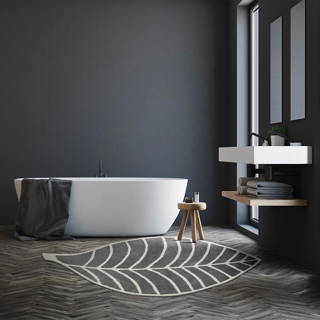 Tappeto da Bagno LEAF GREY/IVORY – Eleganza e Funzionalità per il Tuo Bagno