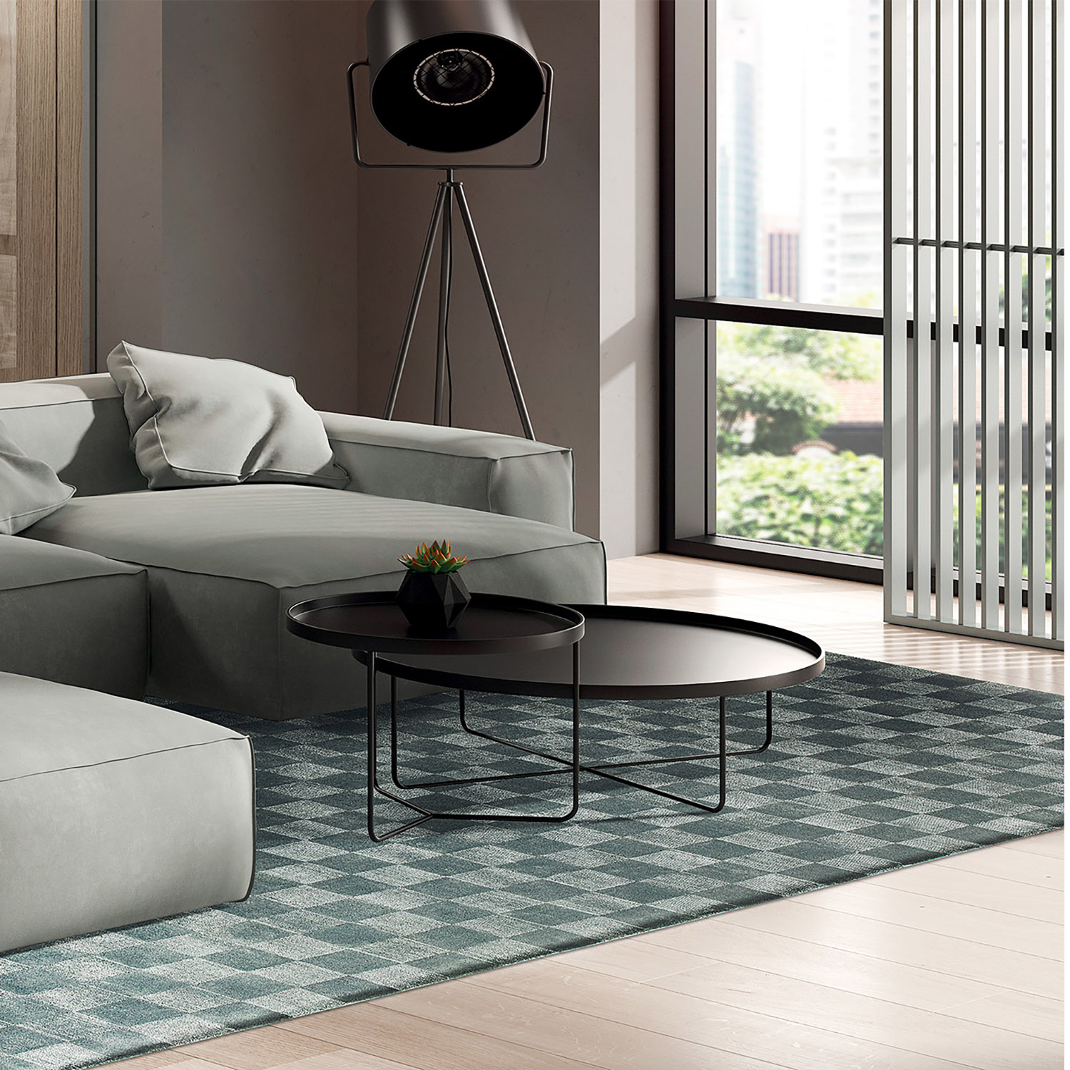 Tappeto DAMIER JUNGLE: Geometria Sofisticata e Comfort Raffinato