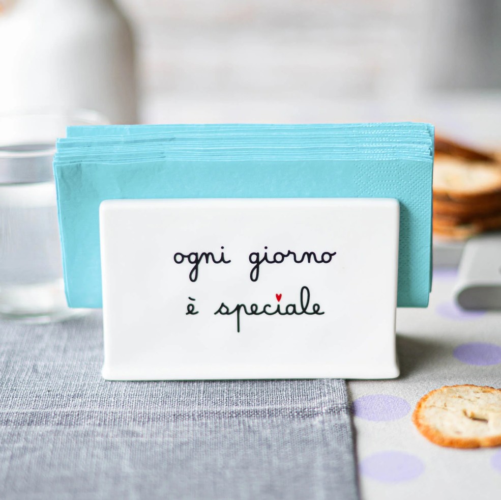 Portatovaglioli in gres decoro Ogni giorno è speciale