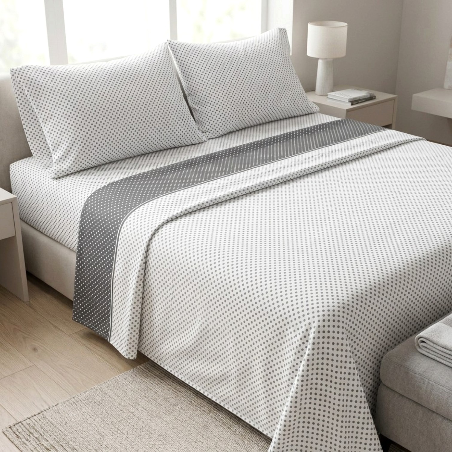 Completo letto puro cotone Mini Pois - 4 colori