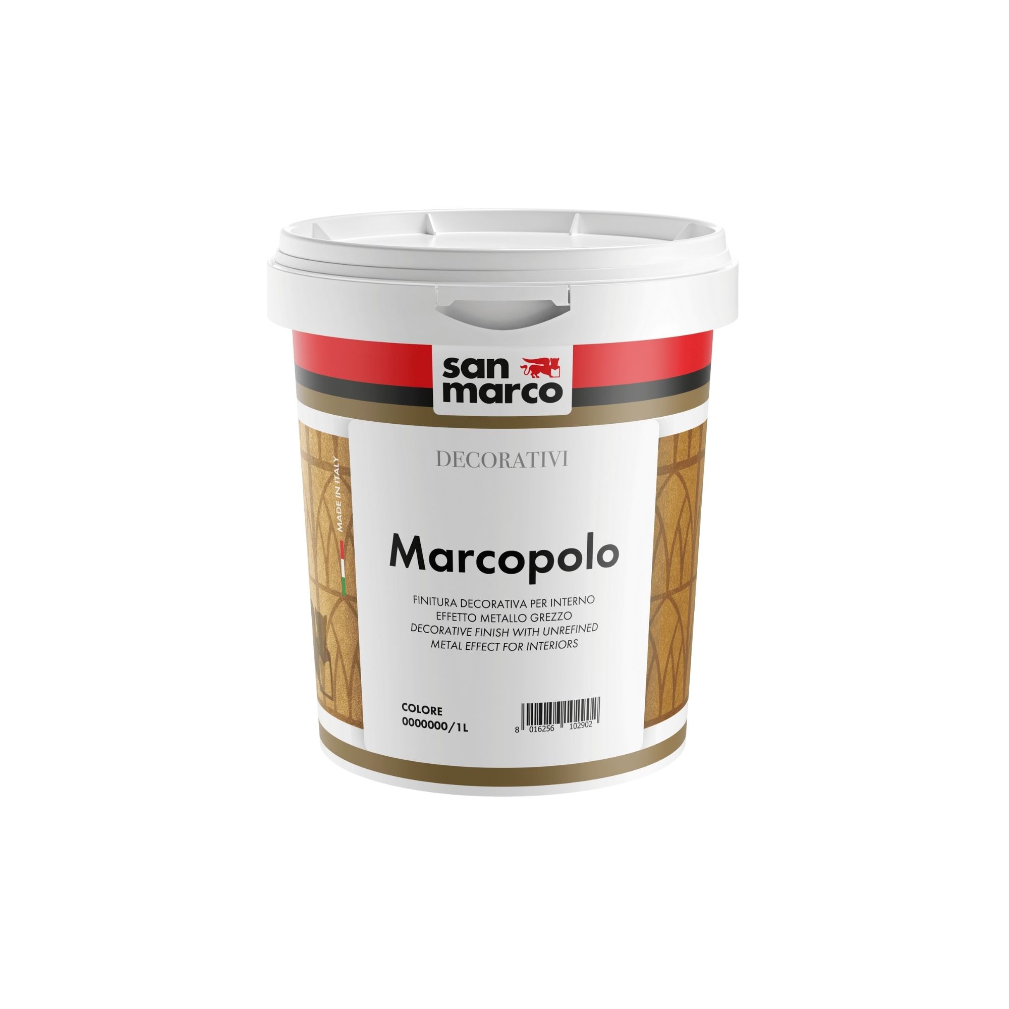 MARCOPOLO Pittura decorativa per interni ad effetto sabbiato metallizzato; a base d'acqua, pronta all’uso, si applica a pennello. | San Marco