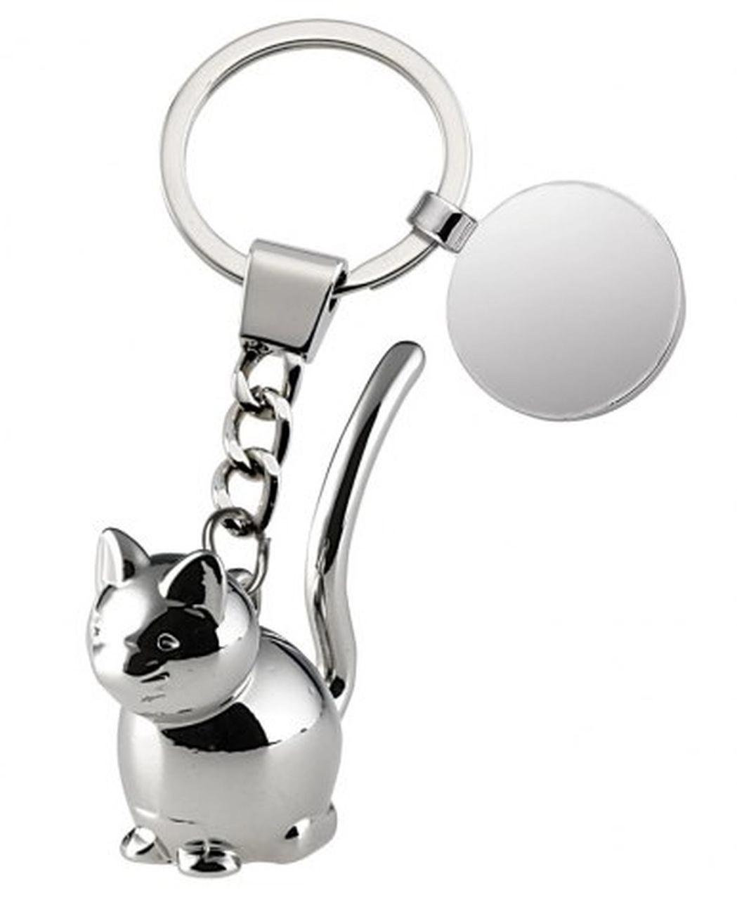 Portachiavi Con Motivo Gatto Effetto Antico - Accessorio Elegante In Metallo, Multicolore