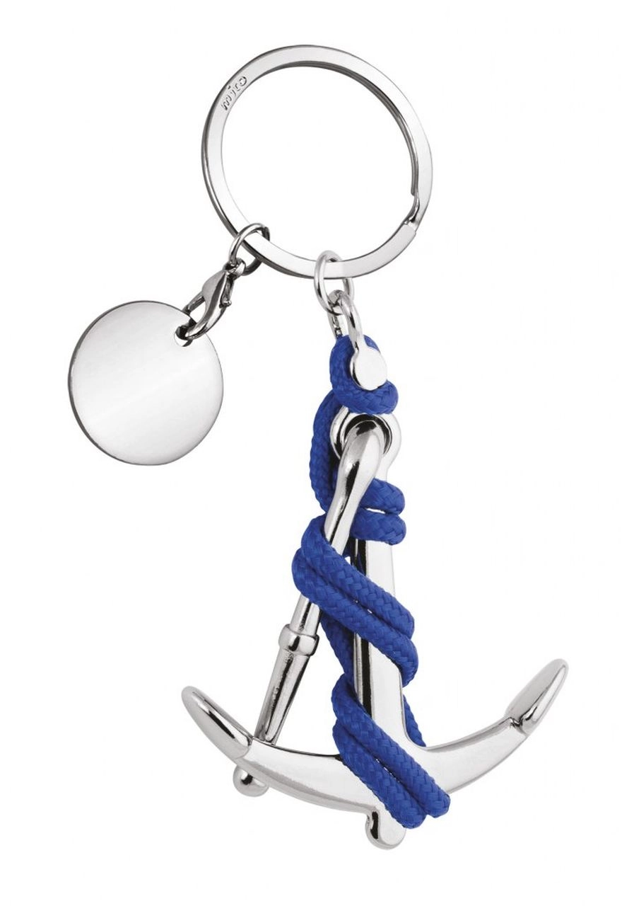 Portachiavi Nautico Con Ancora In Acciaio Inox E Cordino - Made In Italy, 9 Cm