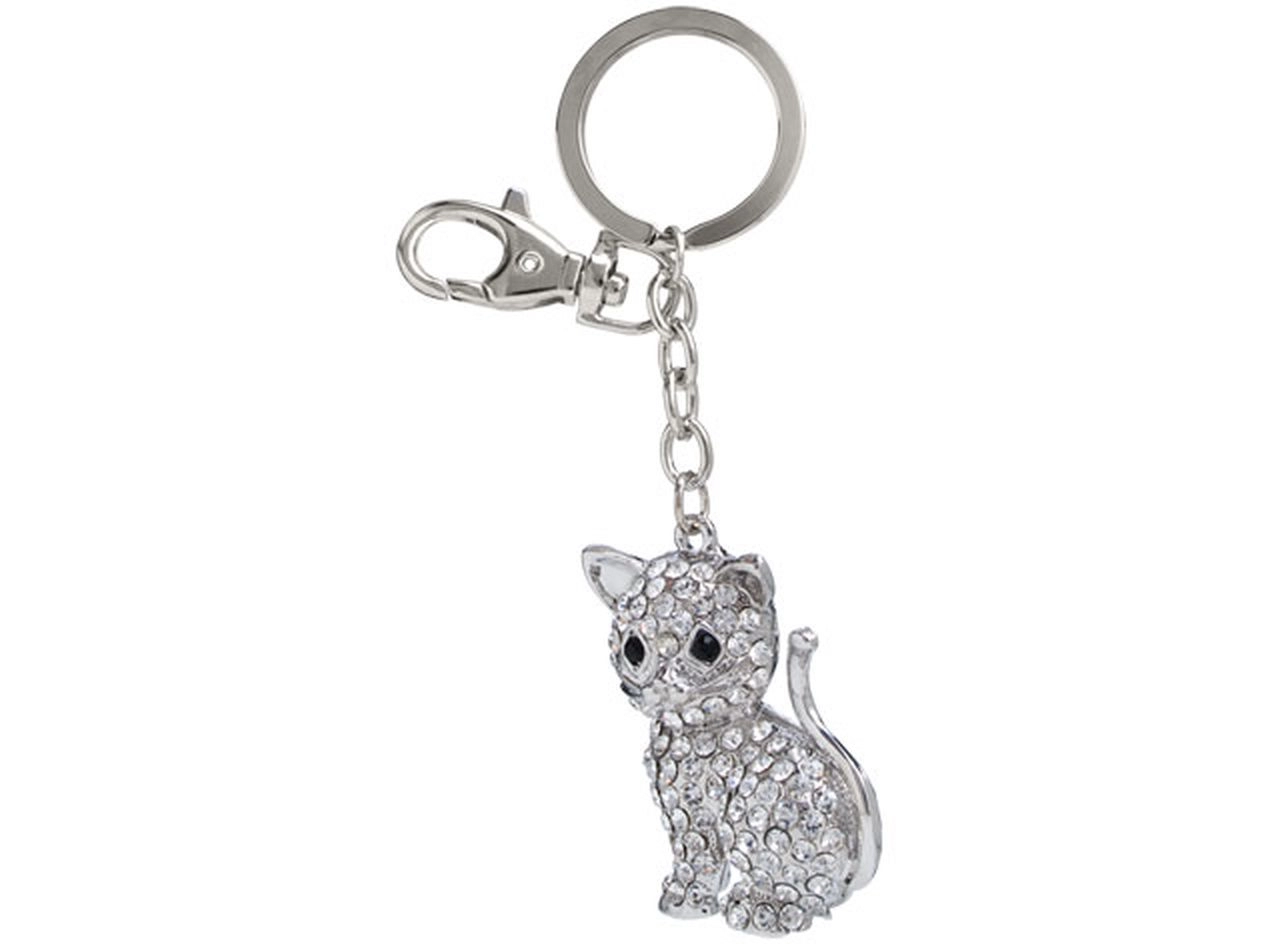 Portachiavi Con Motivo Gatto Effetto Antico - Accessorio Elegante In Metallo, Multicolore