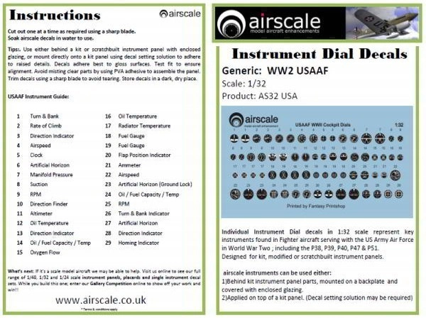 USAAF Cockpit Decals