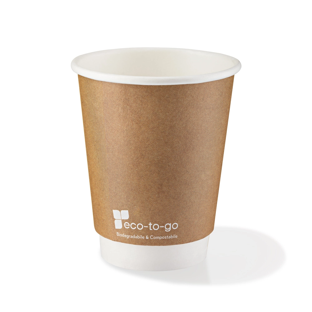 Bicchieri biodegradabili cartoncino 240ml Avana- DOPPIO STRATO- D80 - Main view