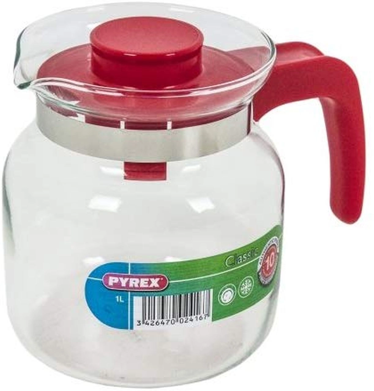 Misurino in vetro da 1000 ml, brocca d'acqua con coperchio per tè, tazze in vetro trasparente resistente al calore per cucina o ristorante
