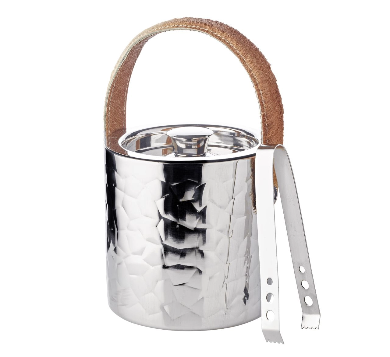 Secchiello Portaghiaccio In Acciaio Inox Con Coperchio E Pinza - 16x15 Cm, Doppio Isolamento, Maniglia Comoda