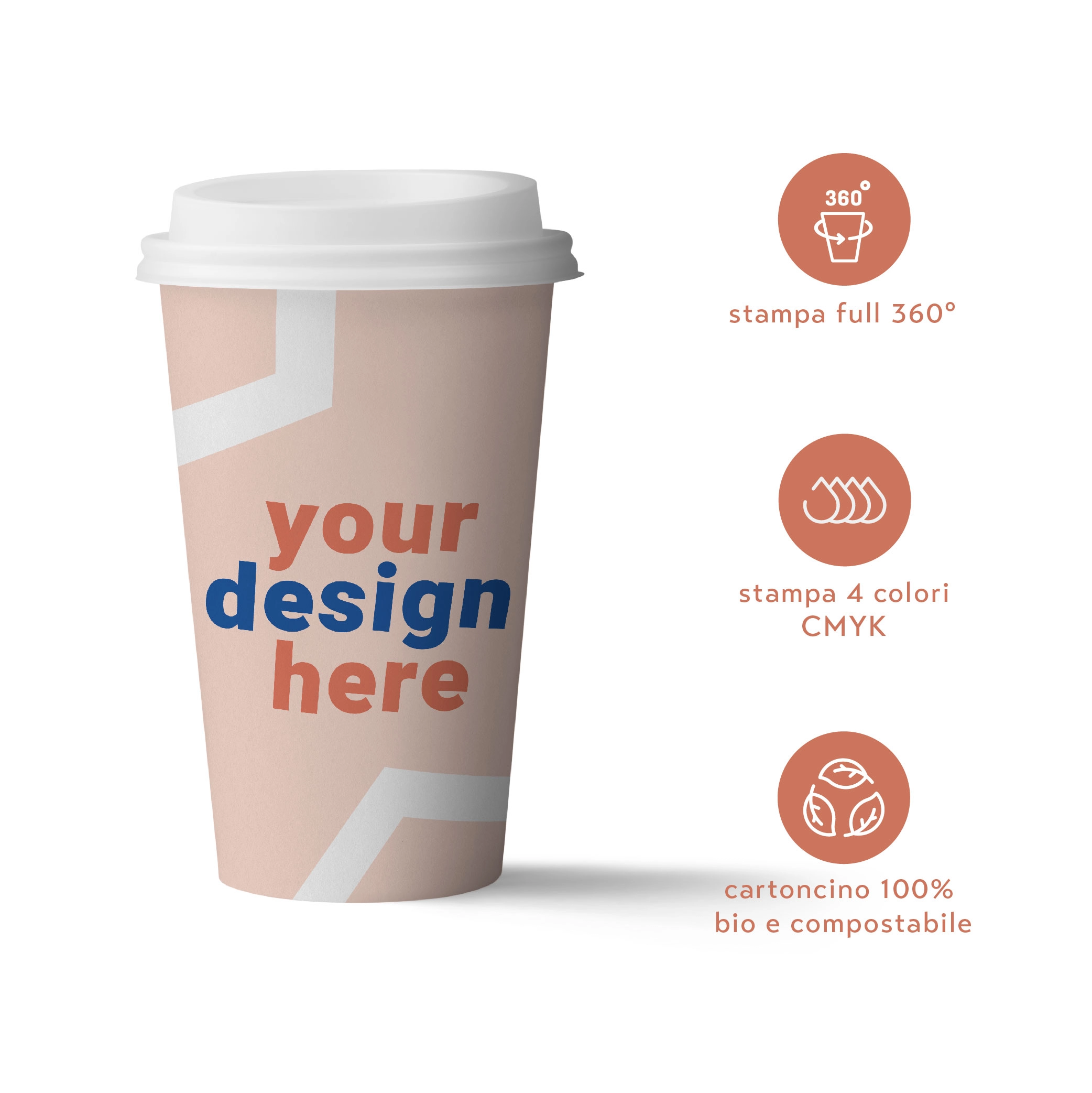 Bicchieri personalizzati biodegradabili cartoncino 500ml -D90 - Main view